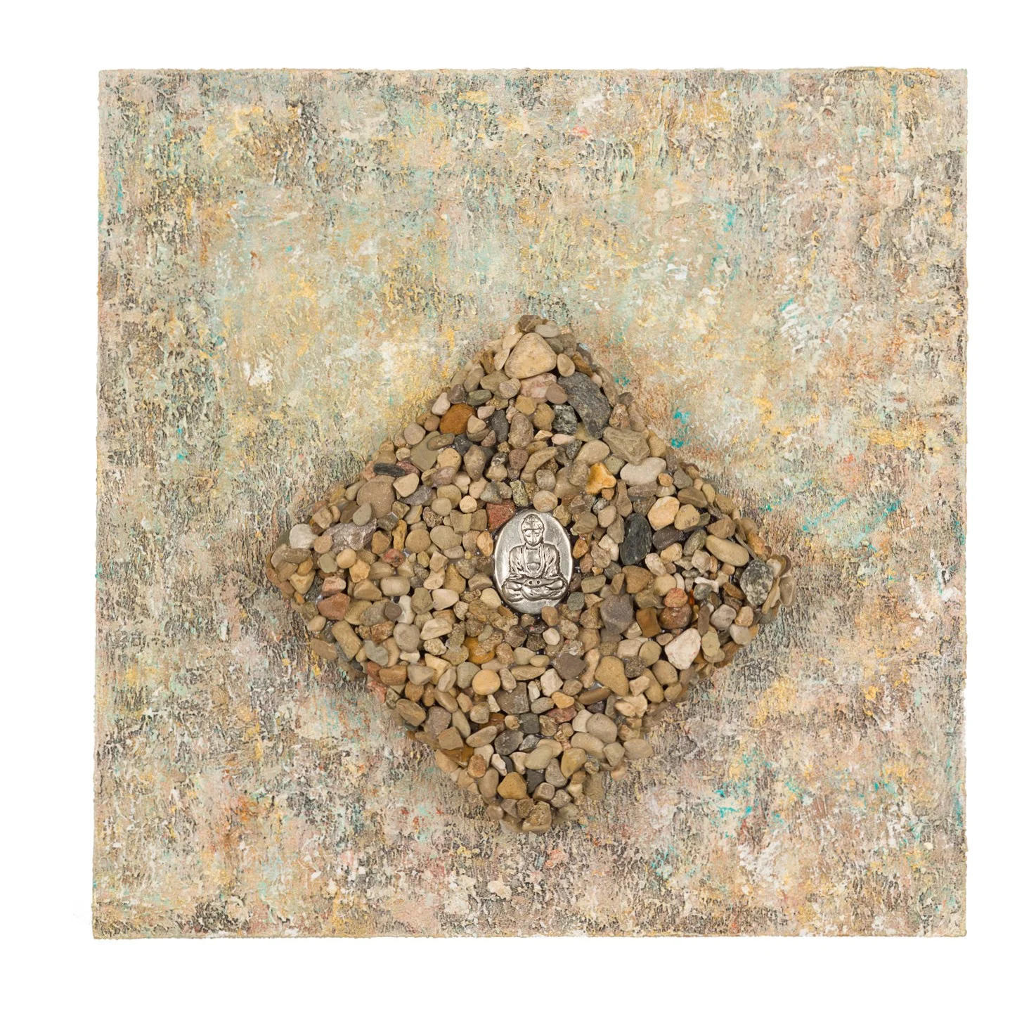 Centered, Grounded, Breathe, 2016 10"x10" acrylic, mixed media on cradled wood panels, 10"x10" © Marilyn Grad