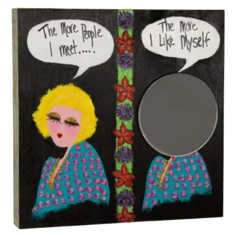 The More People I Meet..., 2016 12"x12" Acrylic, Mirror, Glitter on Cradled Wood Panel SOLD