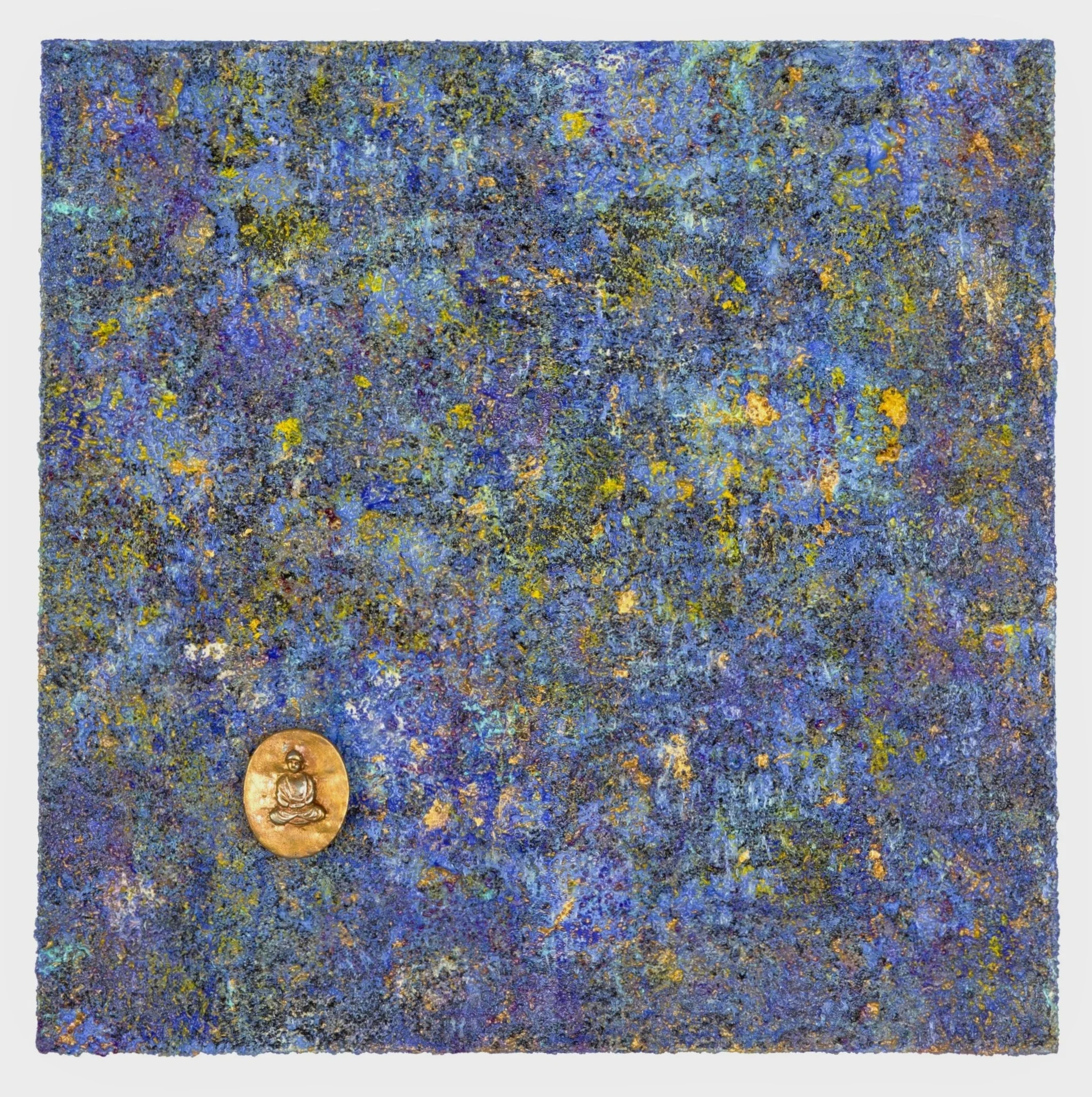 In the Scheme of Things, Gaining Peace and Perspective, 2015 acrylic, mixed media on cradled wood panel, 8"x8" © Marilyn Grad