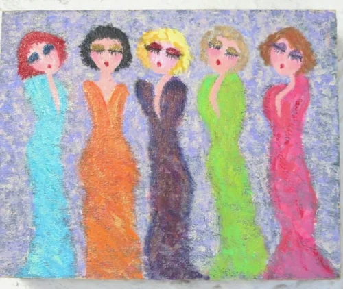 Whim(sical): Glam Girls: 2017 Acrylic on 10" x 8" cradled wood panel