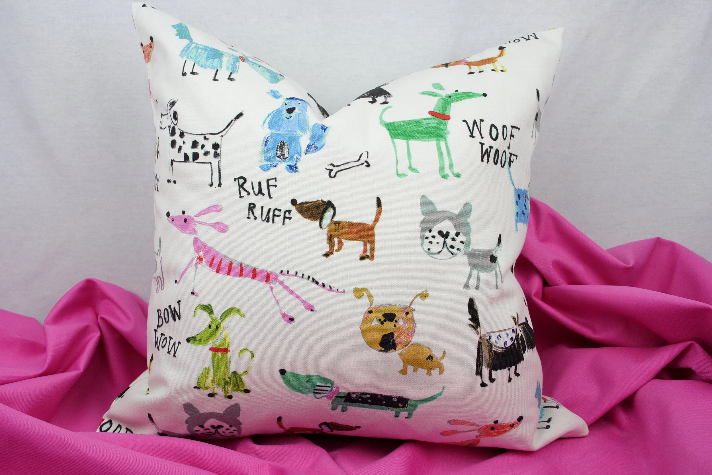 Dog Pillow - Colorful Kids 18 in x 18 in Pillow Cover