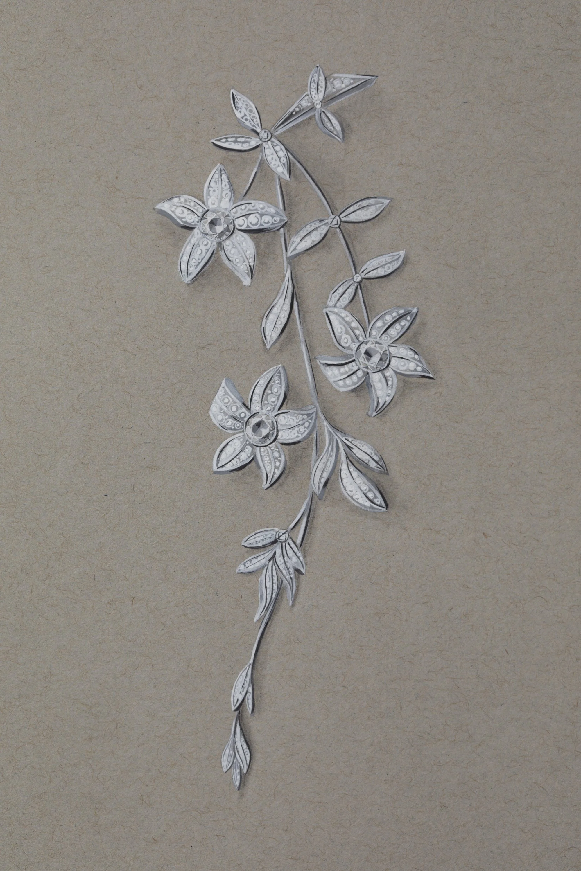 Gouache, Diamond Floral Brooch 