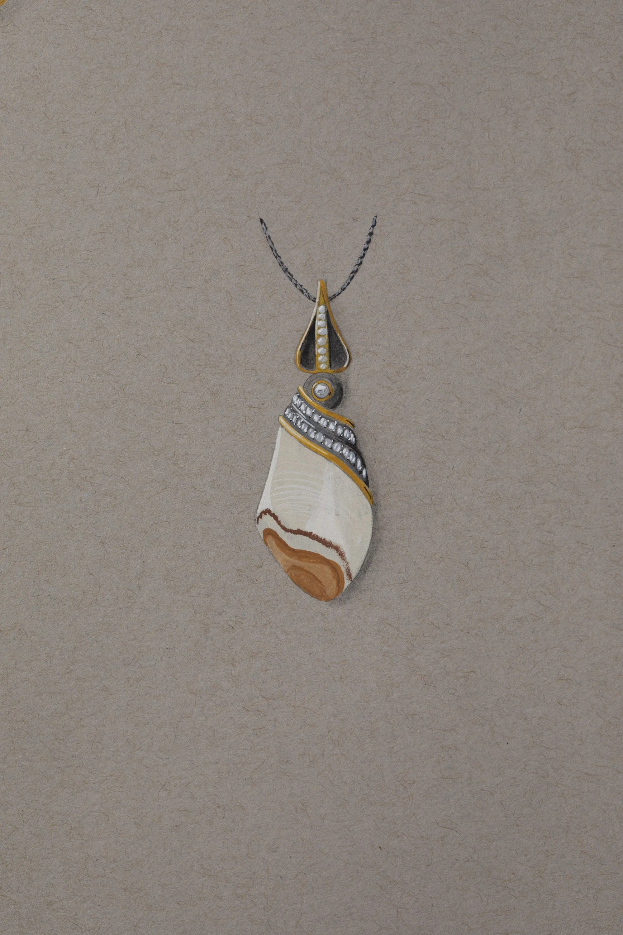 Gouache, Elk tooth pendant