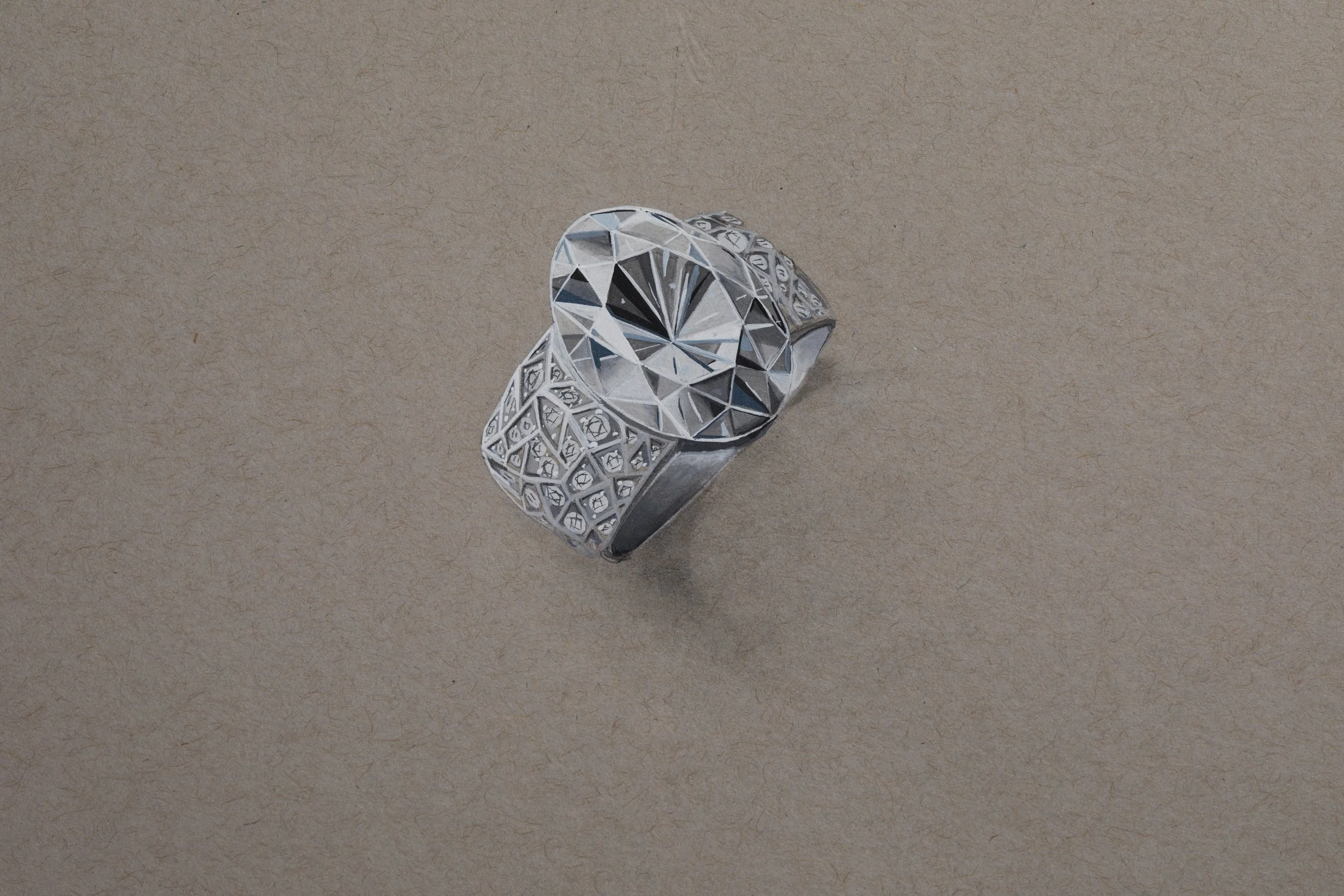 Gouache, Diamond Ring 