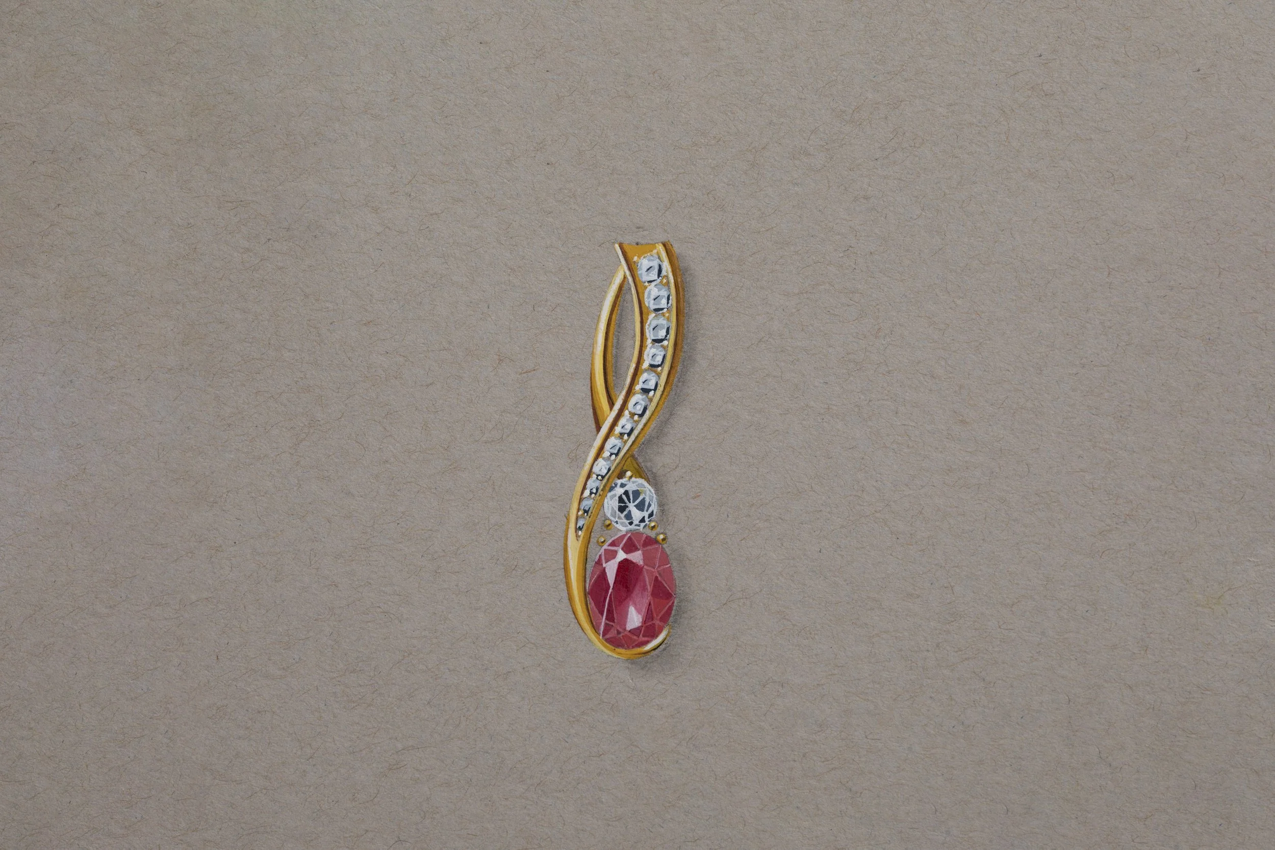 Gouache, Sapphire and Diamond Pendant 