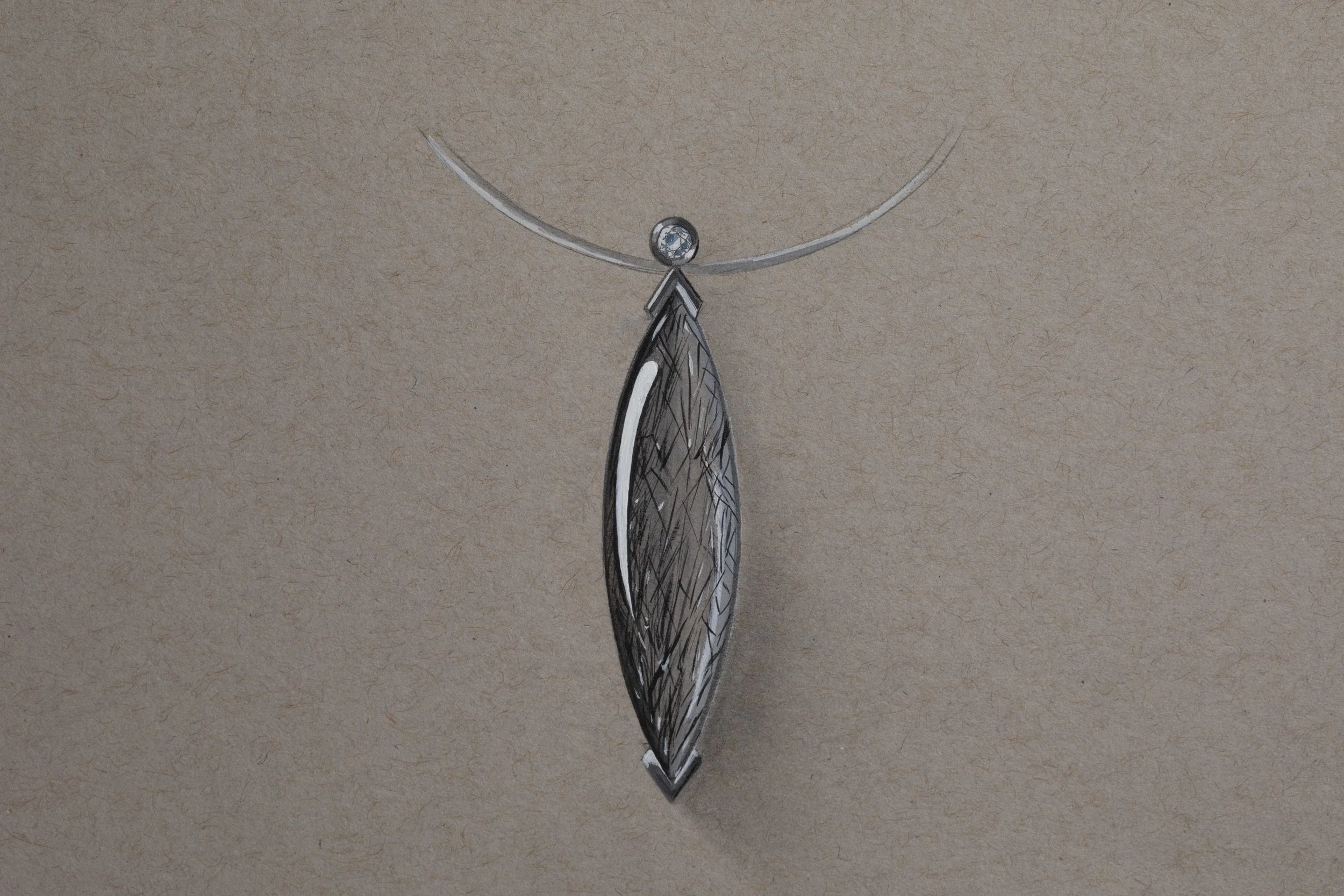 Goauche, Tourmalated Quartz Pendant
