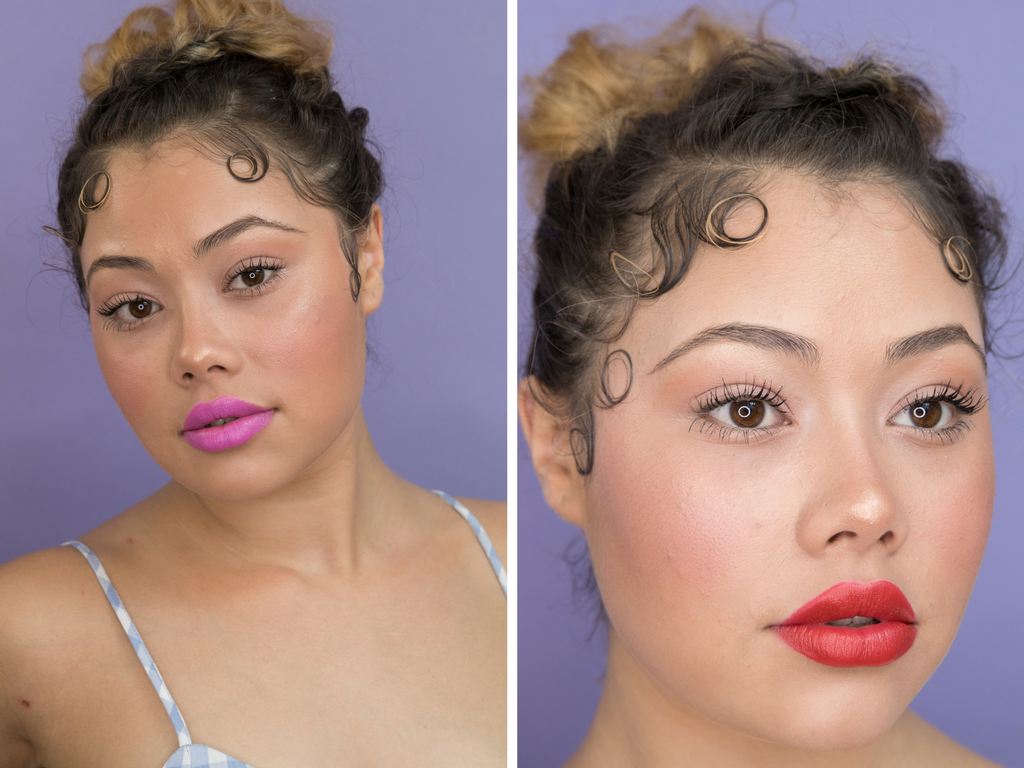 A bright pink or red lip never fails during Spring! Try GloGirl Cosmetics' lippies in " Hella Pink " (left) & Lucille (right). Also, for the perfect budget-friendly glow, try Profusion's Highlight Pro Makeup Case .