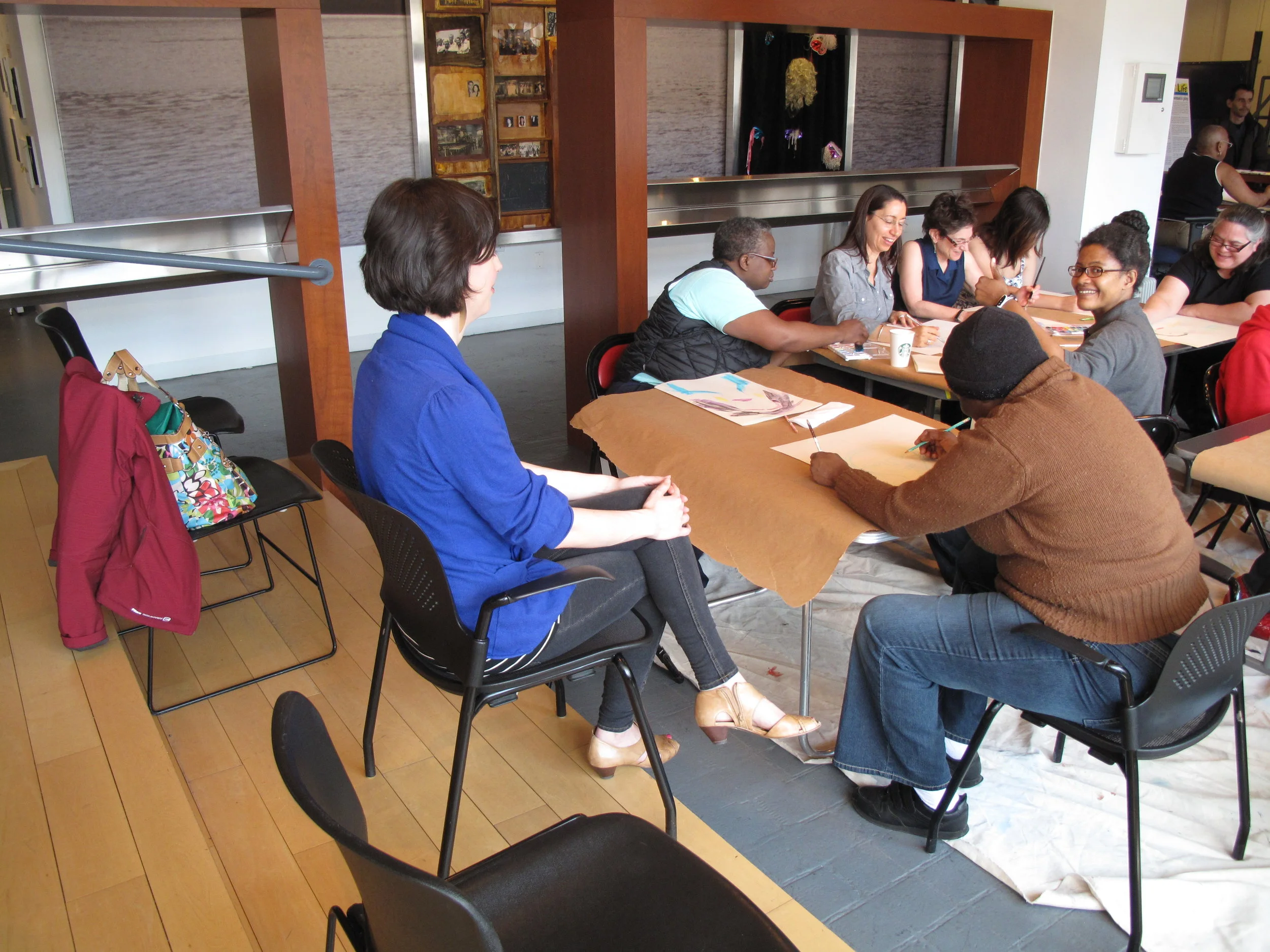 The class drew me using contour line in pencil and watercolor on top.