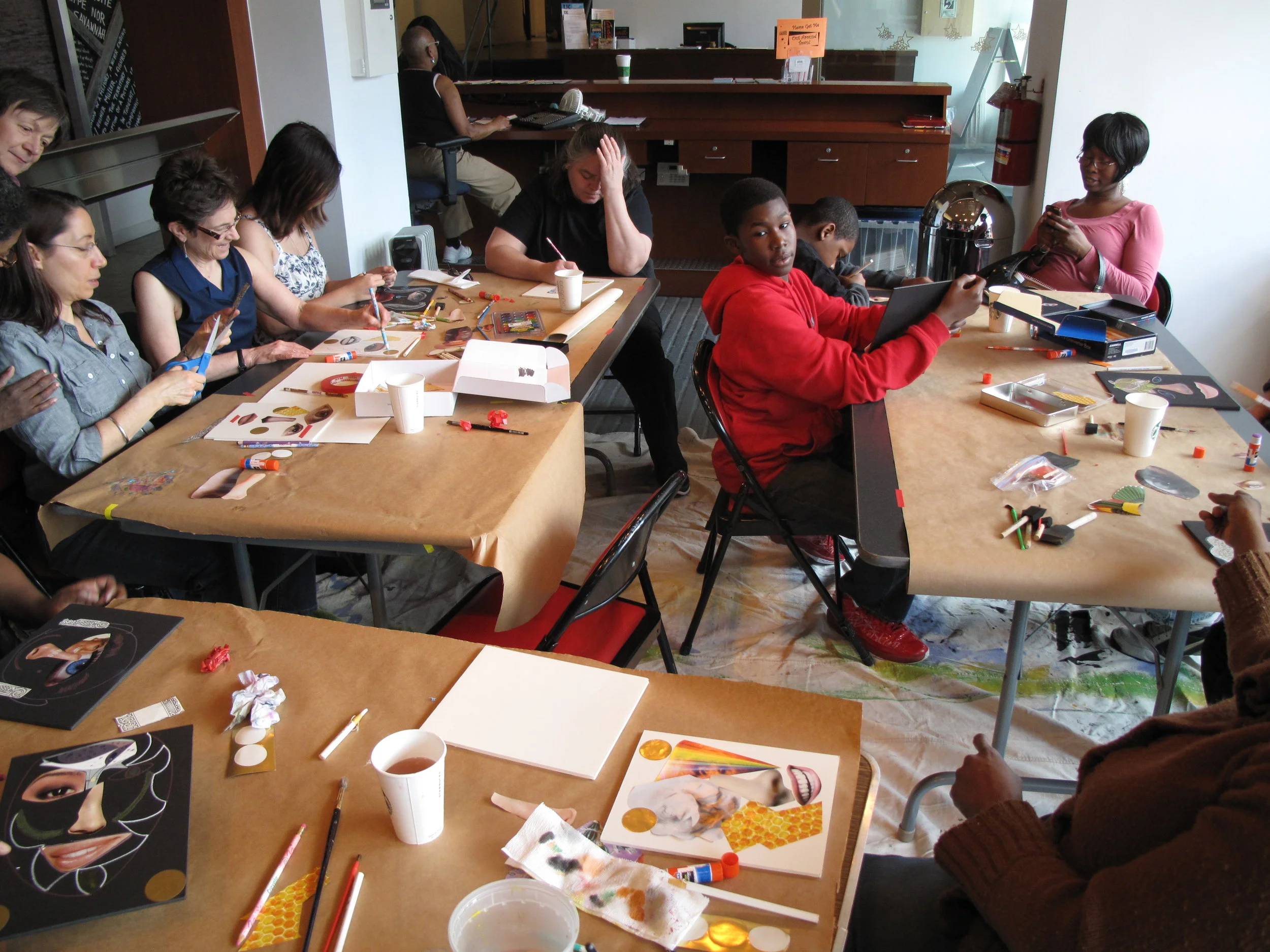 Class size has grown and projects are done at different speeds.  Here are some collages happening simultaneously for the quick painters.