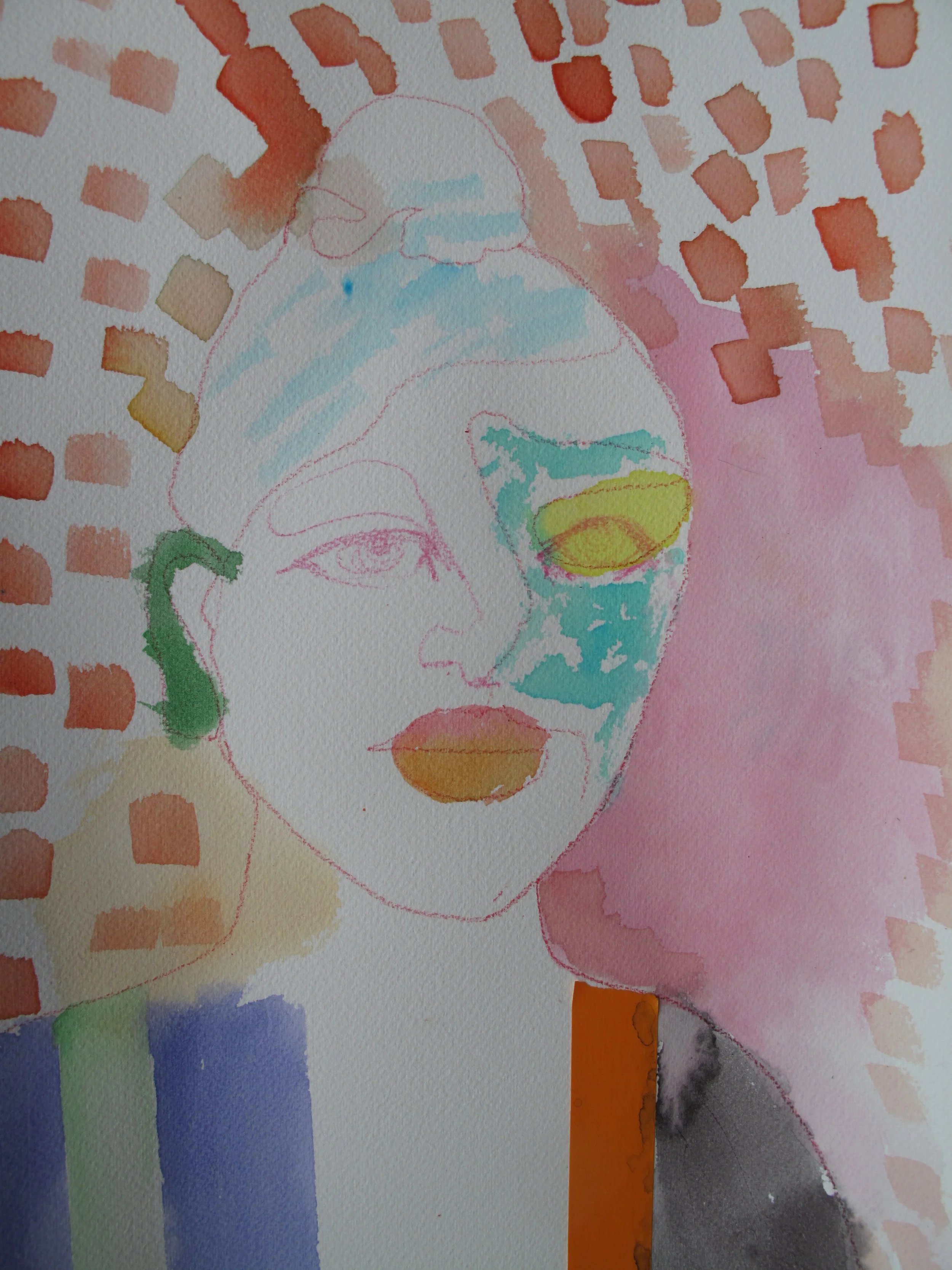 Here's the sample that I passed around for people to experiment with the paint.  We also used tape to block certain areas and create edges. 