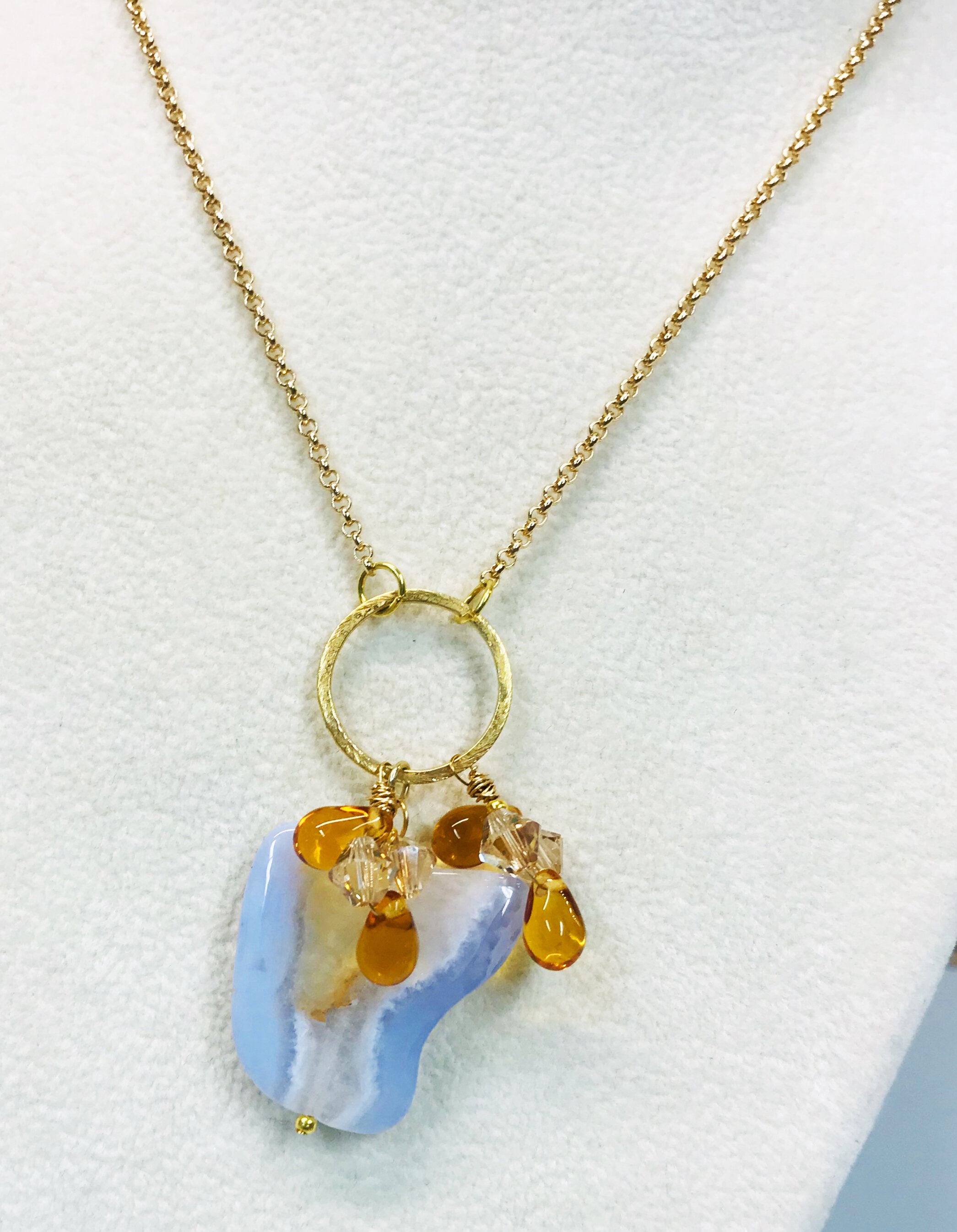 Blue chalcedony necklace, 14k gold filled. N275. | Jewelry By Renata