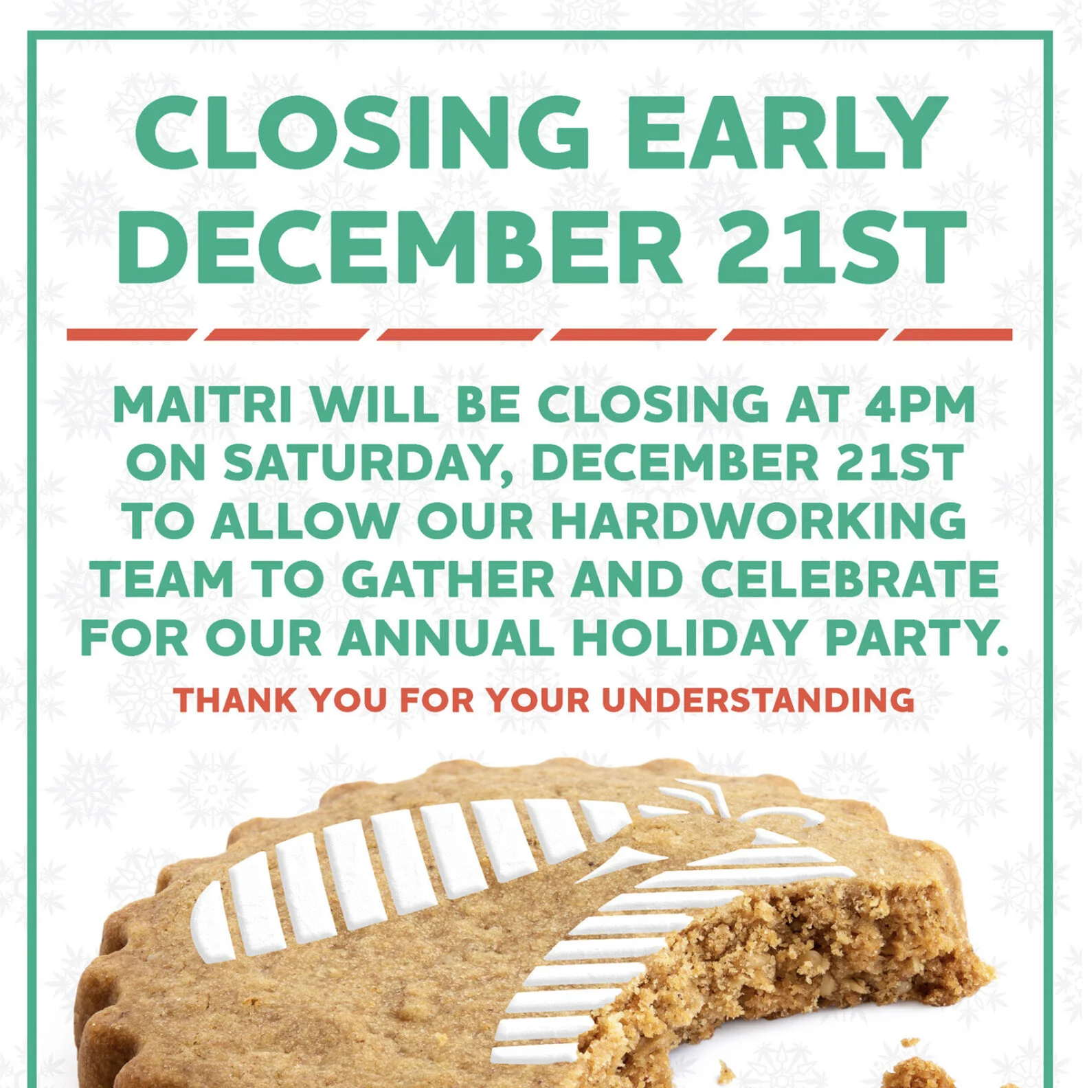 Maitri dispensaries closing at 4pm December 21st