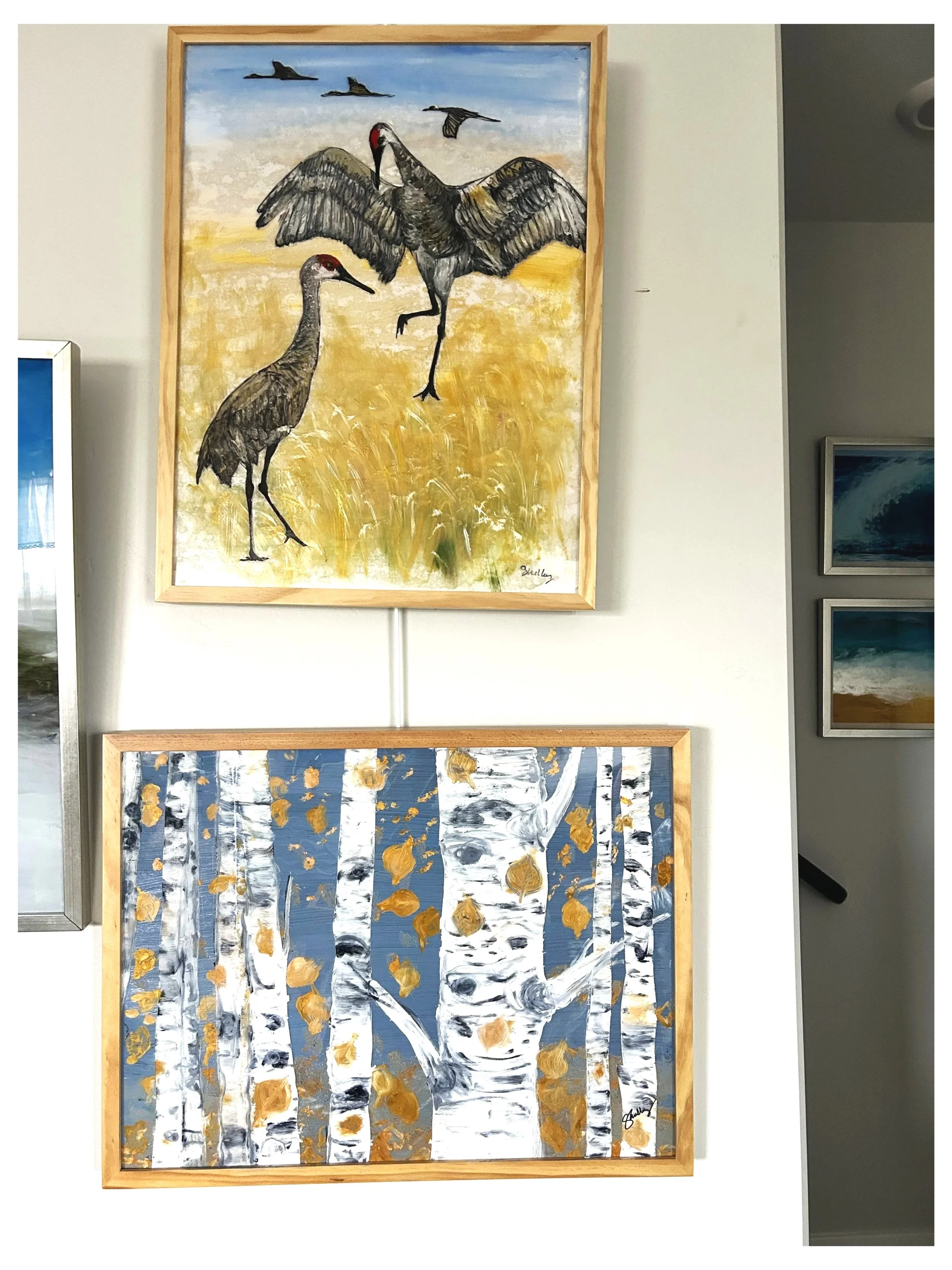 TheDance18”x24”oil on plexi_framed - $250 minimum  Aspen flurry_ 24”x18”oil on plexi_framed - $250 min