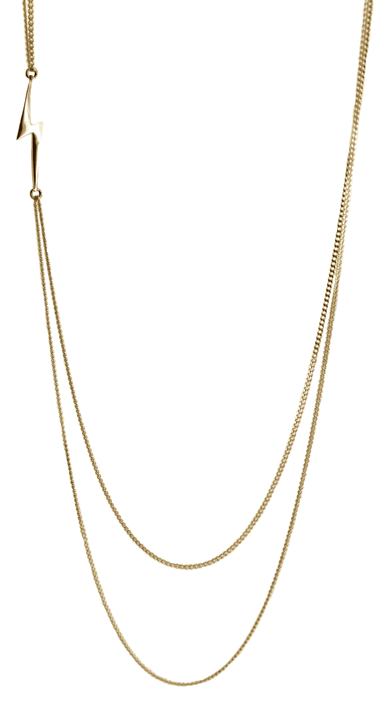 Stella Lightning Bolt Double Strand Necklace Gold close up.jpg