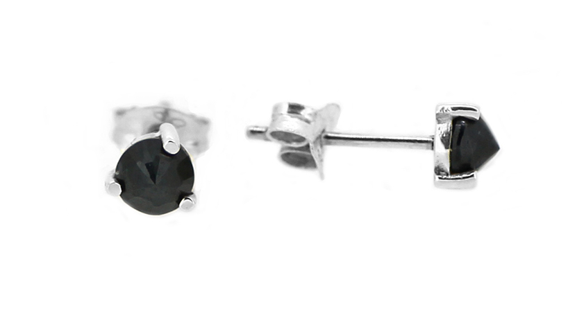 Midnight Collection Silver Sapphire Stud Earrings close up.jpg