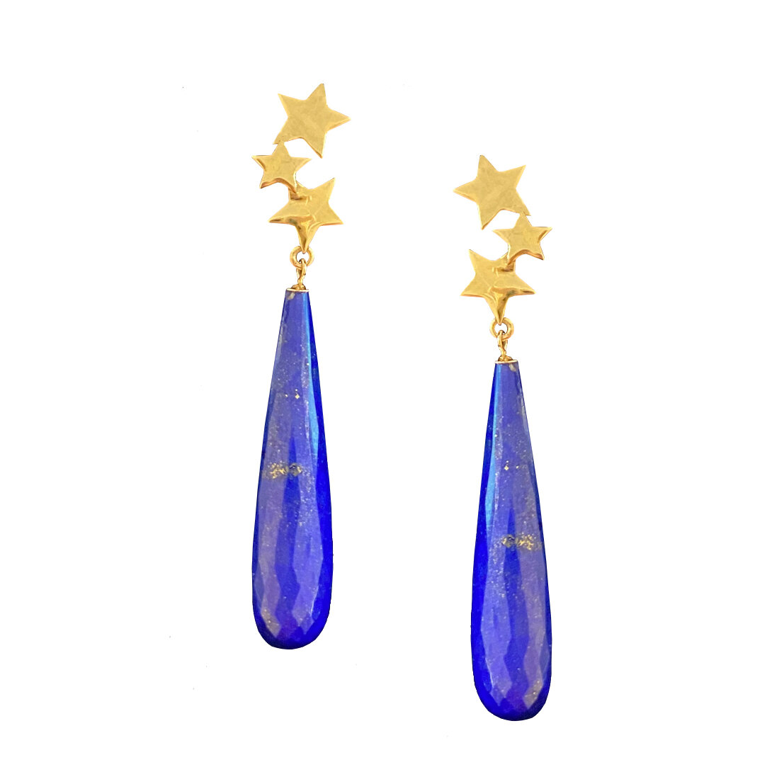 Stella Celestial Lapis Briolette Earrings with Gold Stars Limited Edition.jpg