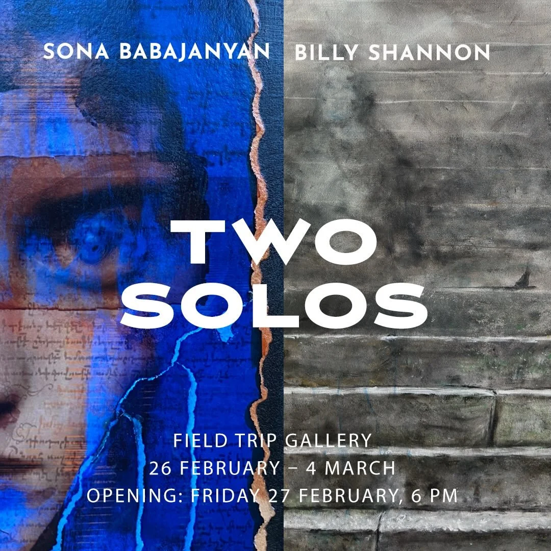 Hey Brisbane people!
@billy_shannon_artist and I are having an exhibition very, very soon, so save the date.

We&rsquo;re calling it Two Solos &mdash; two bodies of work shown side by side at @fieldtrip.gallery 

Opening night: Friday, 27 February, 6