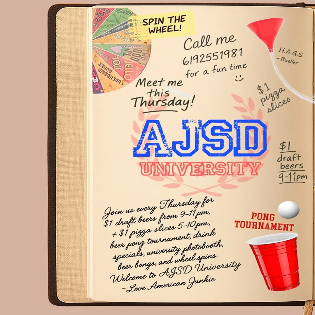 The only place you can earn your degree in partying! Join us every Thursday for $1 pizza slices 5-10pm and $1 drafts from 9-11pm. 🎉