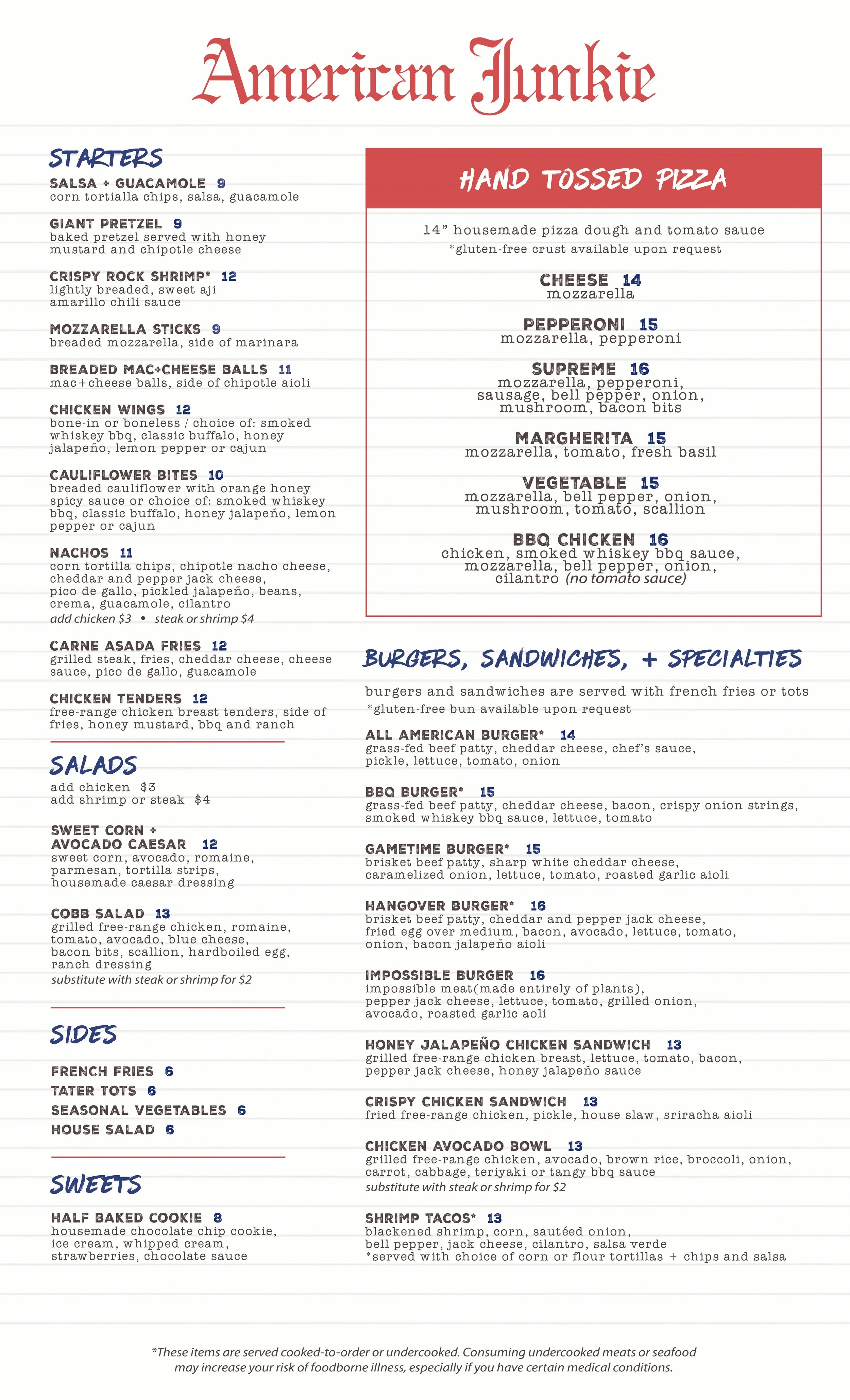MENUS — American Junkie located in SAN DIEGO'S gaslamp quarter!