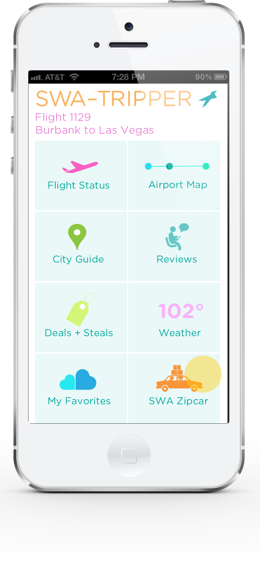  Click the SWA CAR icon to find a pick-up location. Choose when you want your car to be ready, and unlock 