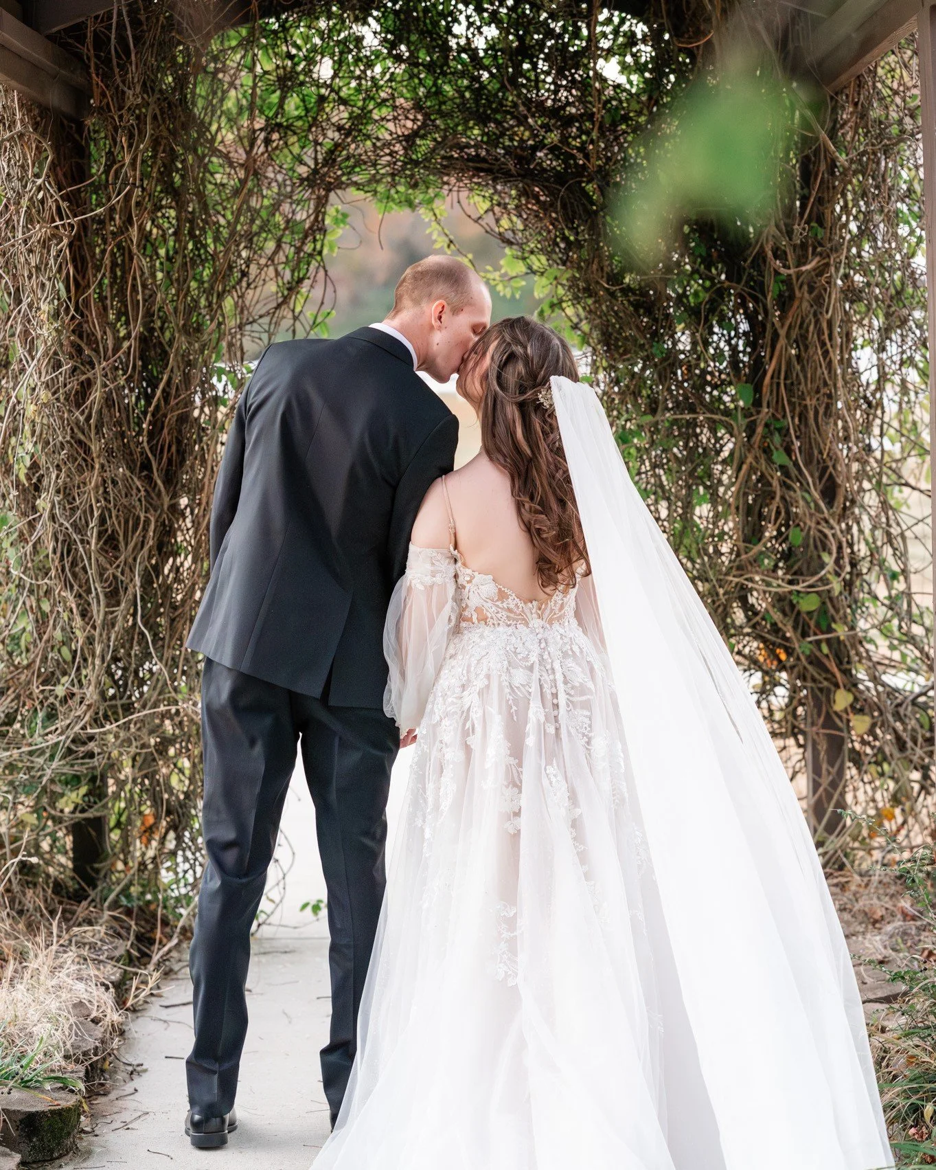Kissing because you just got married!