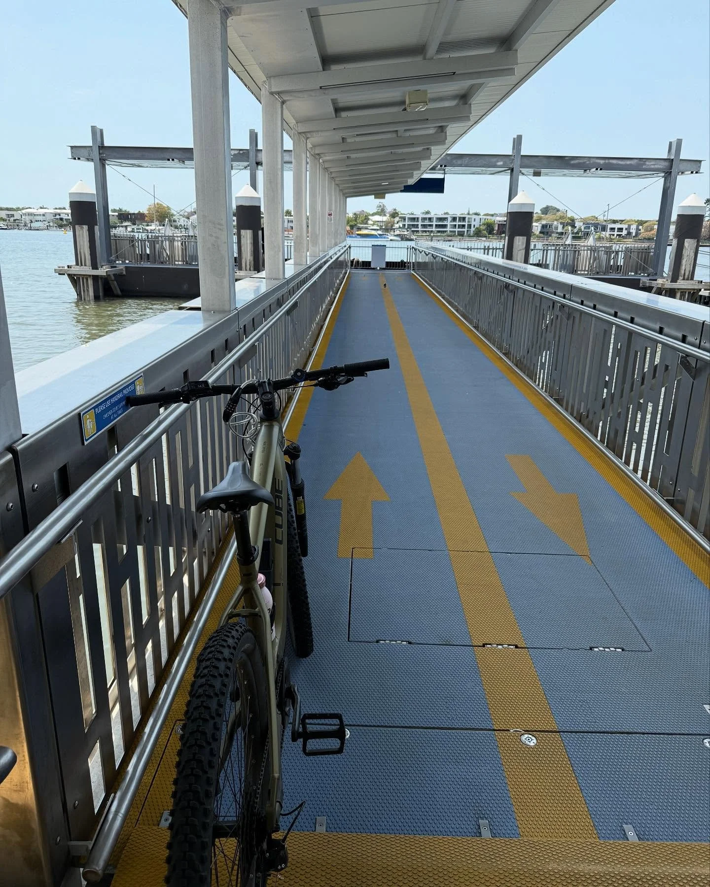 Big tide means I&rsquo;m walking up the ramp to get on the ferry, not the normal down slope to board.