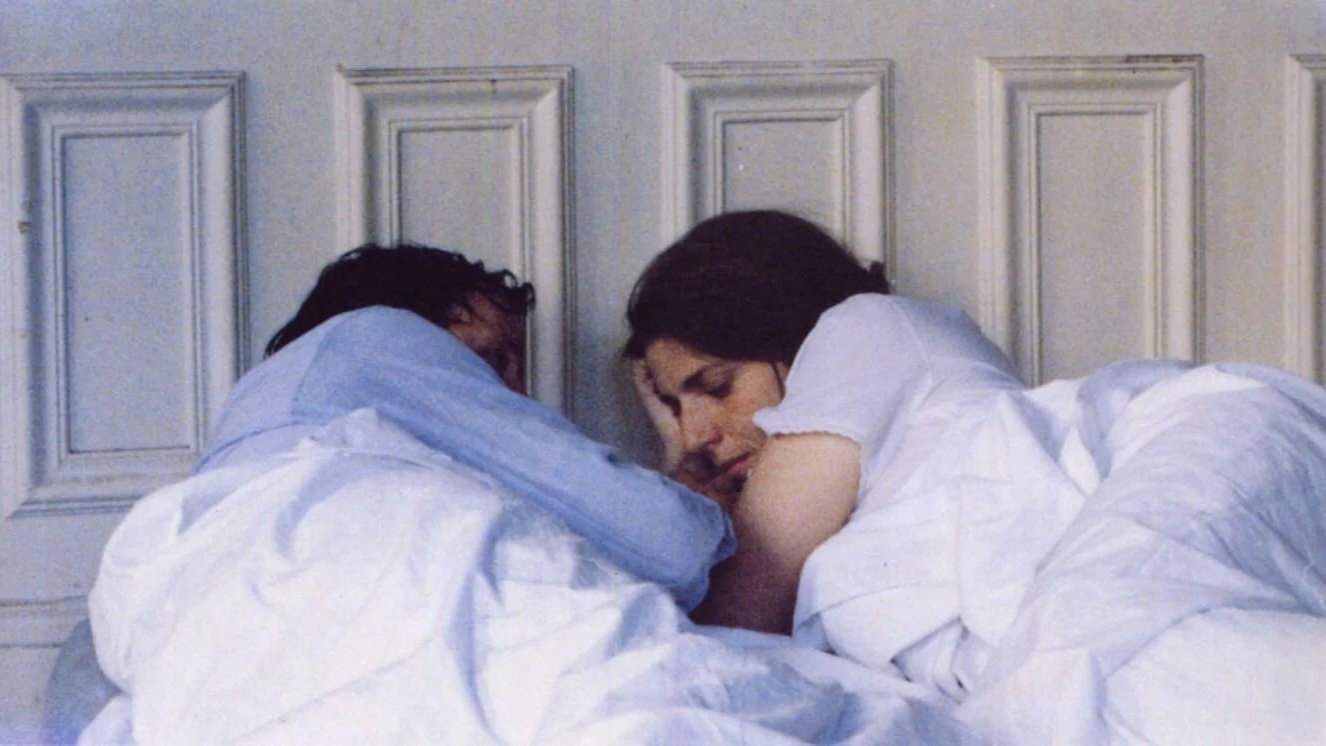 Benoît Régent and Brigitte Sy in Philippe Garrel's film, I Can No Longer Hear the Guitar.