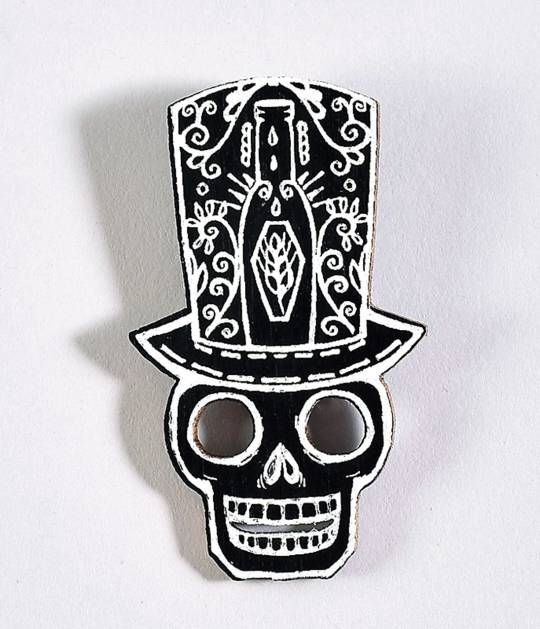 Ebony Wood Skull Tophat Pin