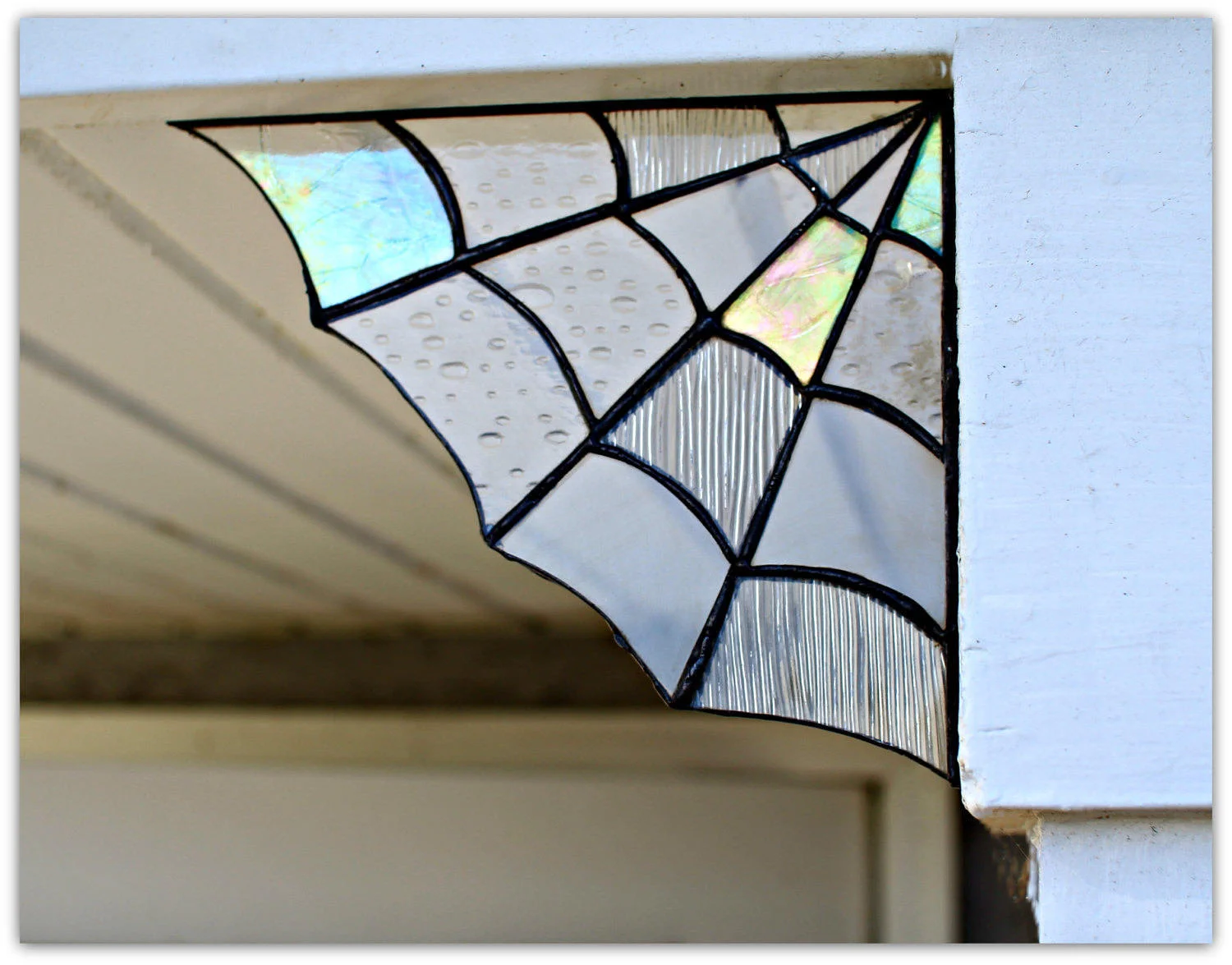 Black Glass Spider Web Corner