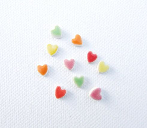 Tiny heart earrings ceramic