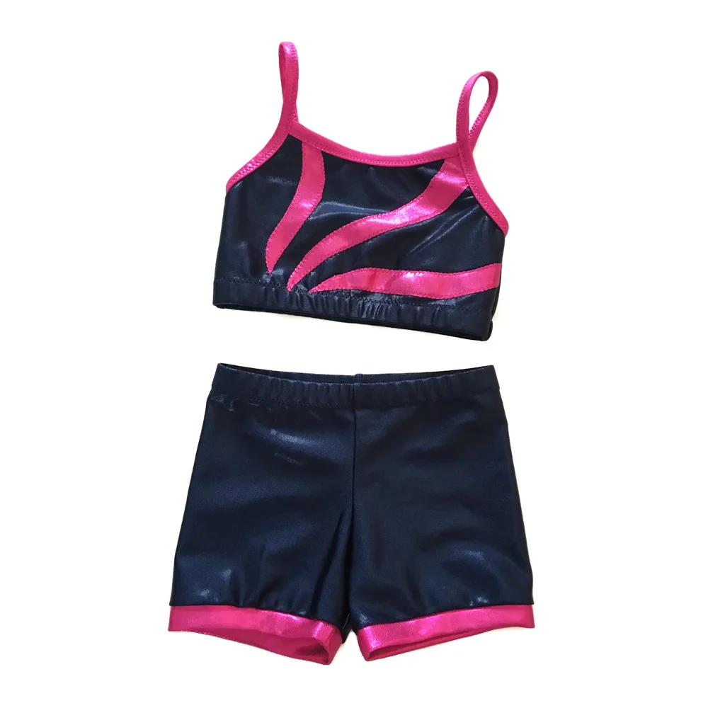 Navy Blue Mystique Crop Top Set With Pink Applique'