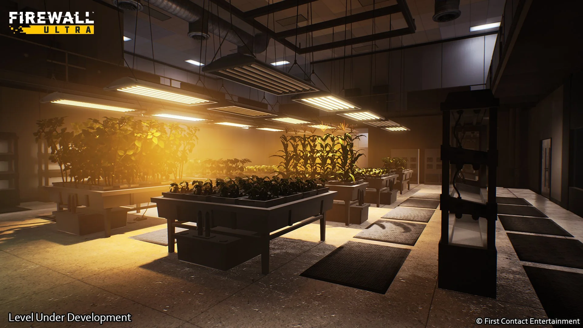  Lower floor of hydroponics room. This is one of our most atmospheric spaces, cramped and visually complex. The room itself offers multiple entry/exit points and vertical combat. 