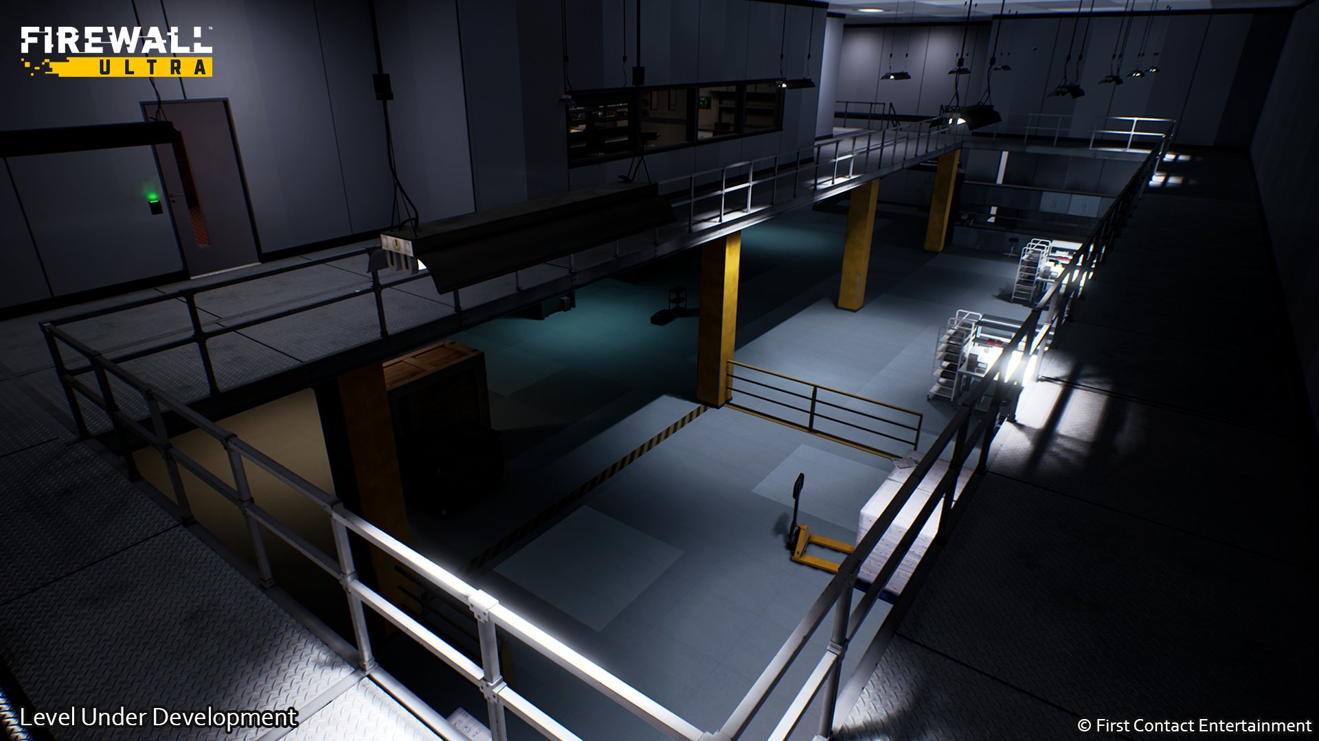  The warehouse/manufacturing located in the rear of the complex. Originally it was two separated floors but through playtesting we came to the conclusion opening it up to a catwalk offered another great opportunity for more diverse combat  and transi