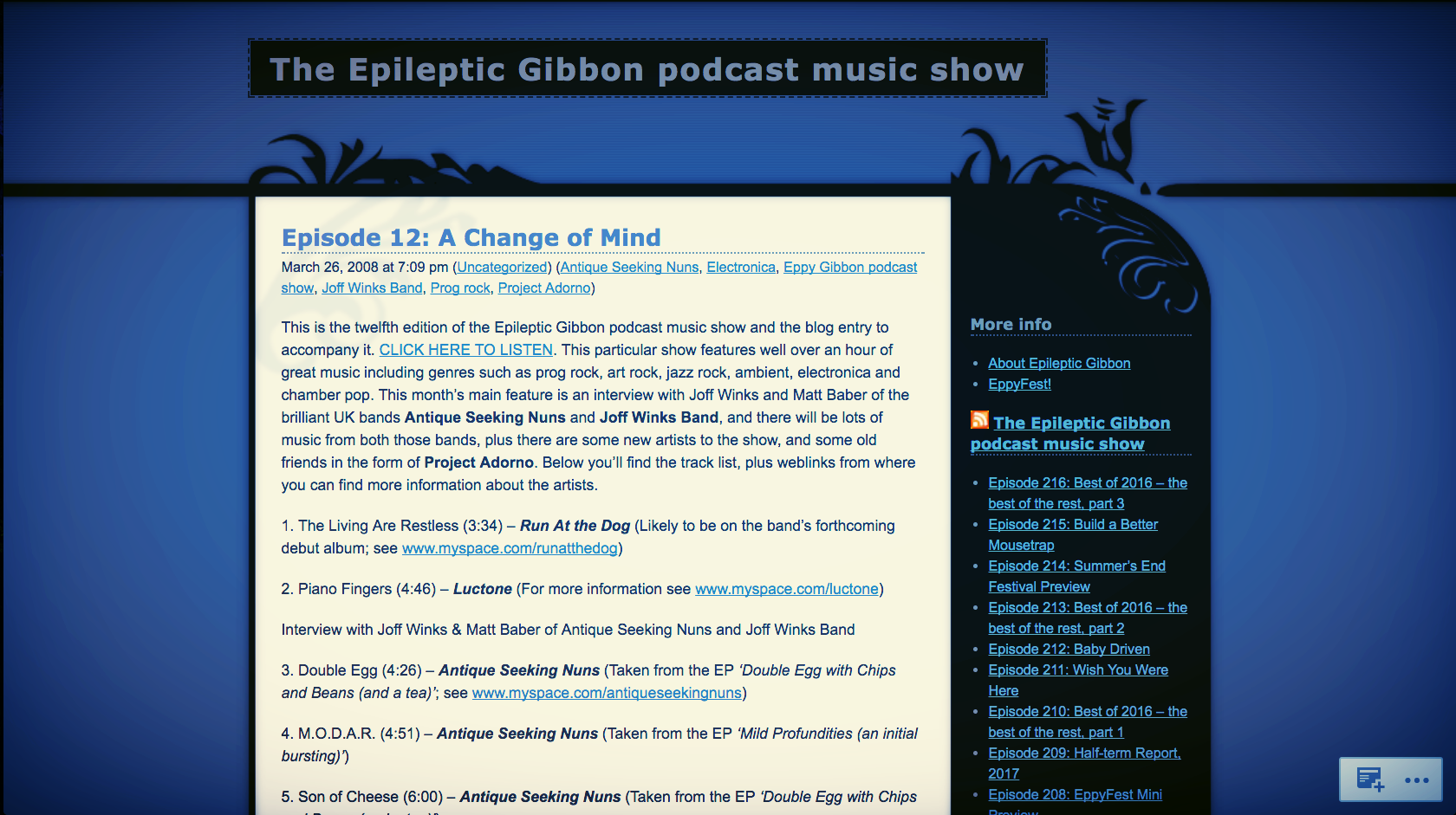 <p><strong>The Epileptic Gibbon Podcast Show</strong>Songs for Days<i></i></p>