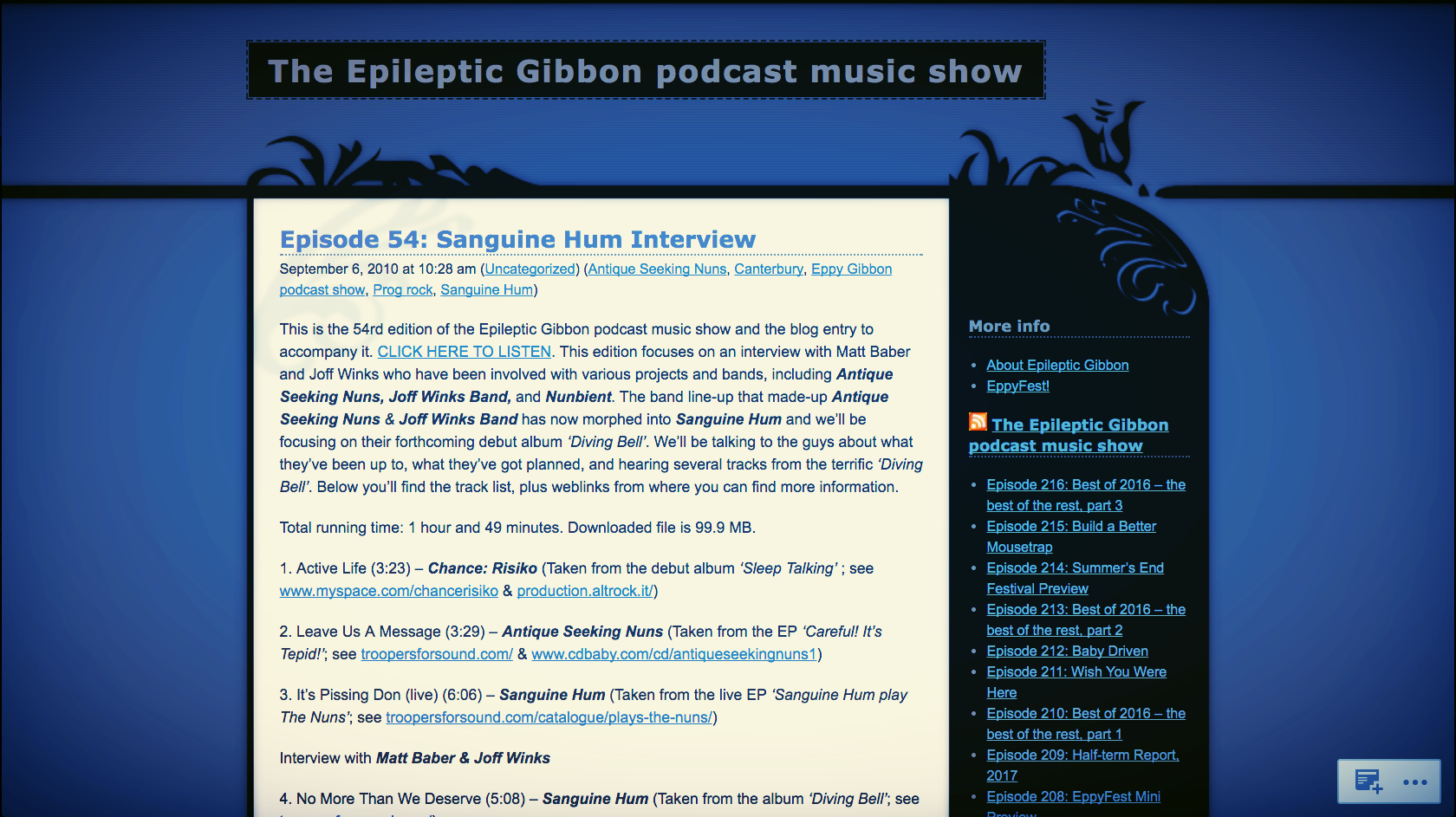 <p><strong>The Epileptic Gibbon Podcast Show</strong>Diving Bell<i></i></p>