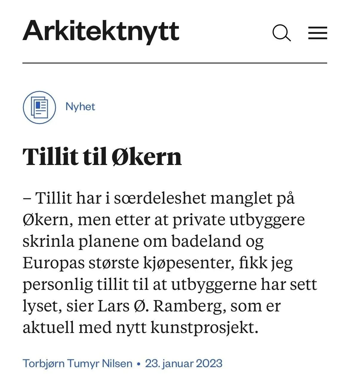 ARKITEKTNYTT   2023 / 01 / 23