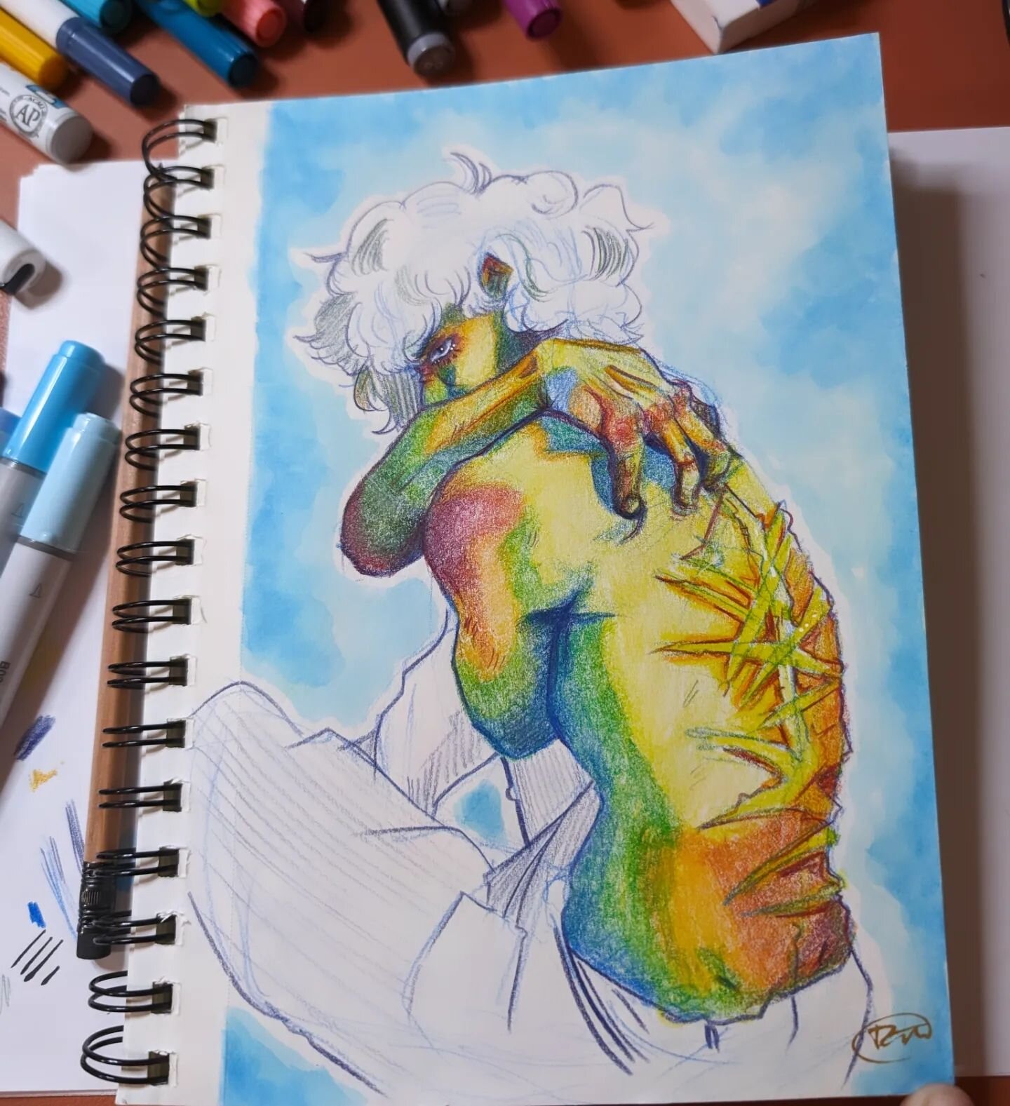 My husband called this my Fallen Prince Archetype lol #colorpencil #copicmarkers #traditionalart