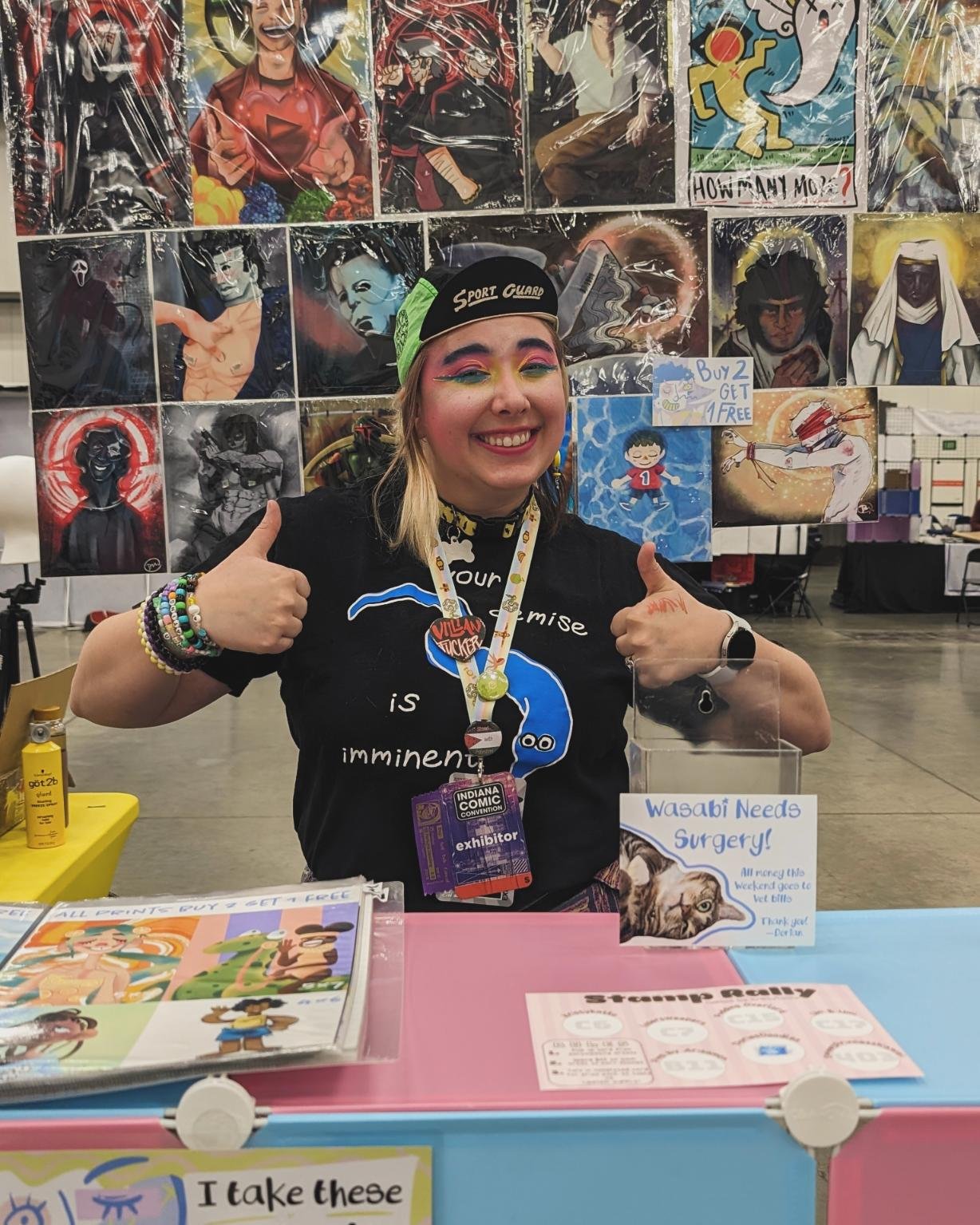 Day 1 of PopCon down! Had fun and was successful! Can't wait to see you animals tomorrow! Psst.... Should I cosplay dollar store Ghost tomorrow???? #popcon #indypopcon2024 #artistalley