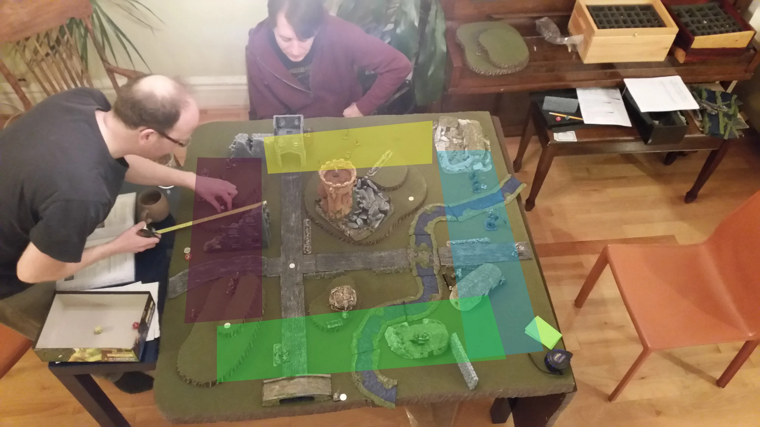 Deployment Zones: Purple - Liche Master, Yellow - Illusionist, Blue - Elementalist, Green - Witch