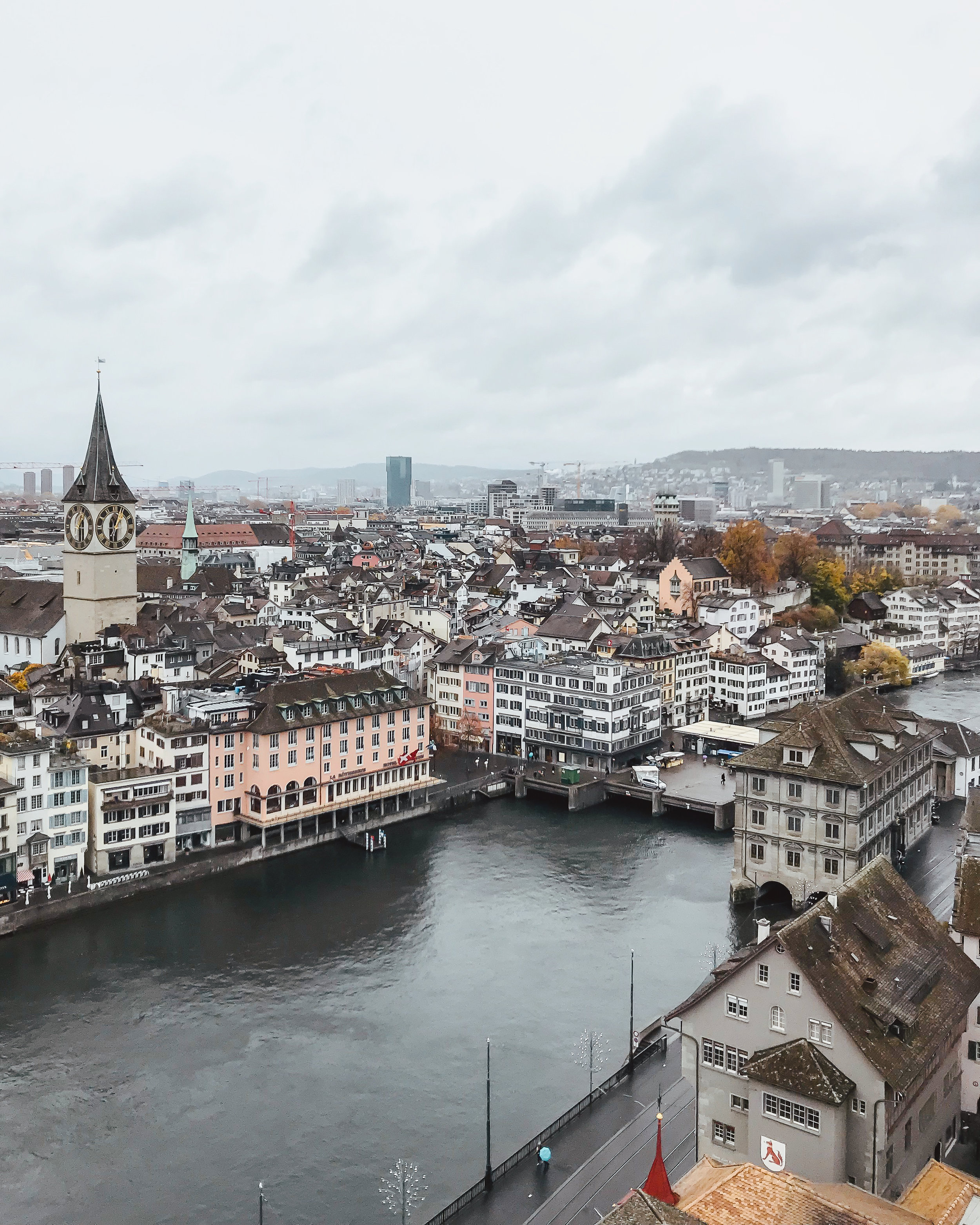 The old town and the Limmat from Grossmünster