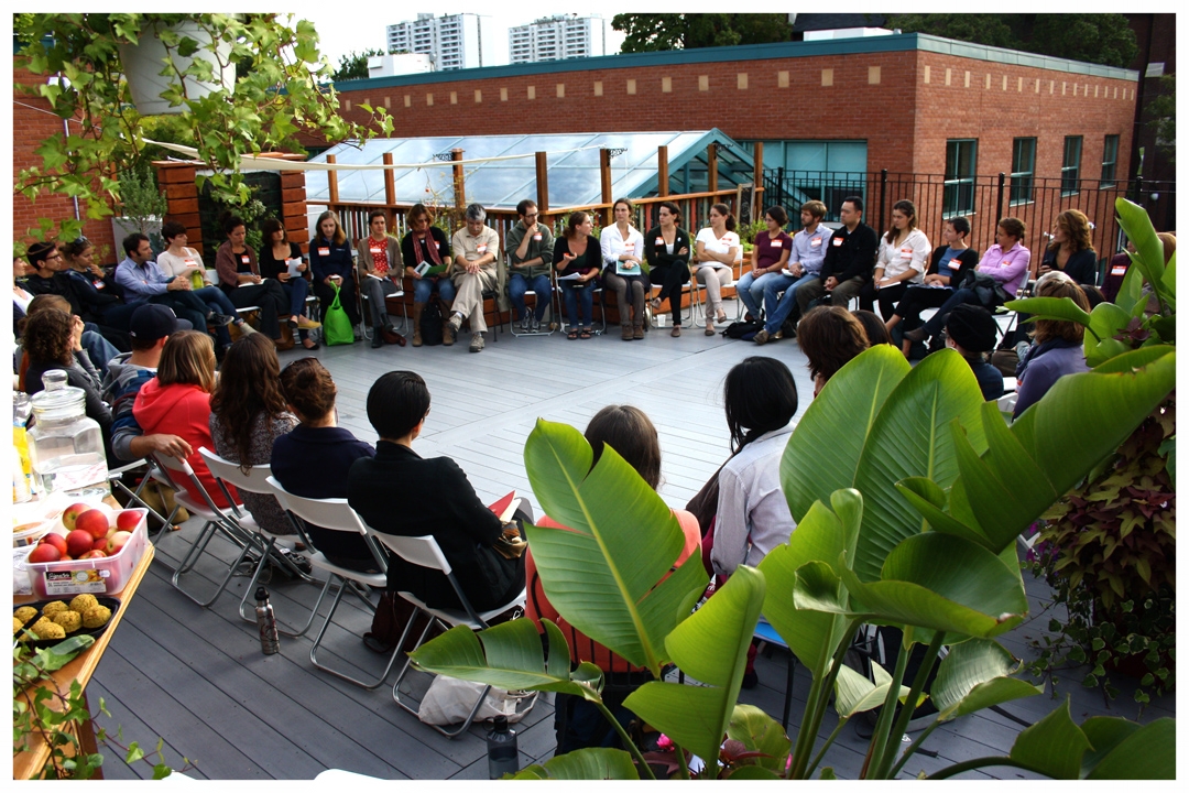 Caitlin facilitates Sprouts to Shouts, a dialogue and action planning workshop for community food leaders at the Carrot Green Roof ( Food Forward , Toronto, ON).