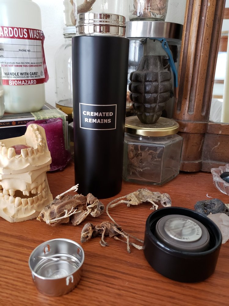 Cremated Remains thermos with Tea Infuser - Wolfbait & B-Girls