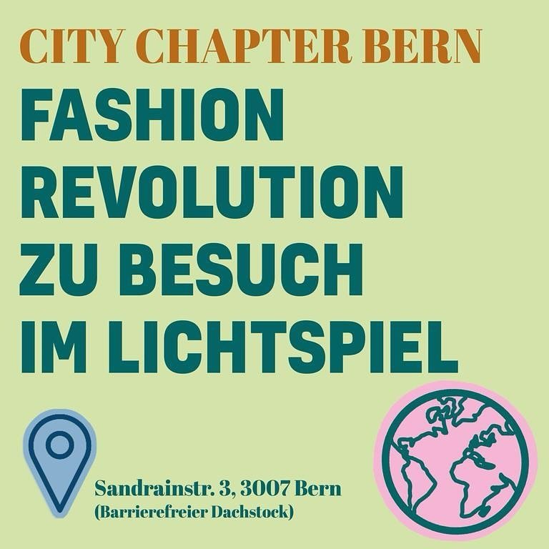 ▫️Denken wir weiter, kaufen wir n&auml;her!▫️ 
Im Rahmen der #fashionrevolutionweek organisiert das City Chapter Bern einen tolle Anlass! 

14 Uhr: World Caf&eacute; mit Public Eye

16 Uhr: Filmscreeing &bdquo;Fashion Reimagined&ldquo;

18 Uhr: Podiu