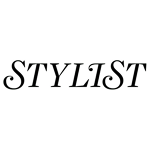 Black and white logo of a hairstylist with circles and scissors, with the word 'STYLIST' beneath.