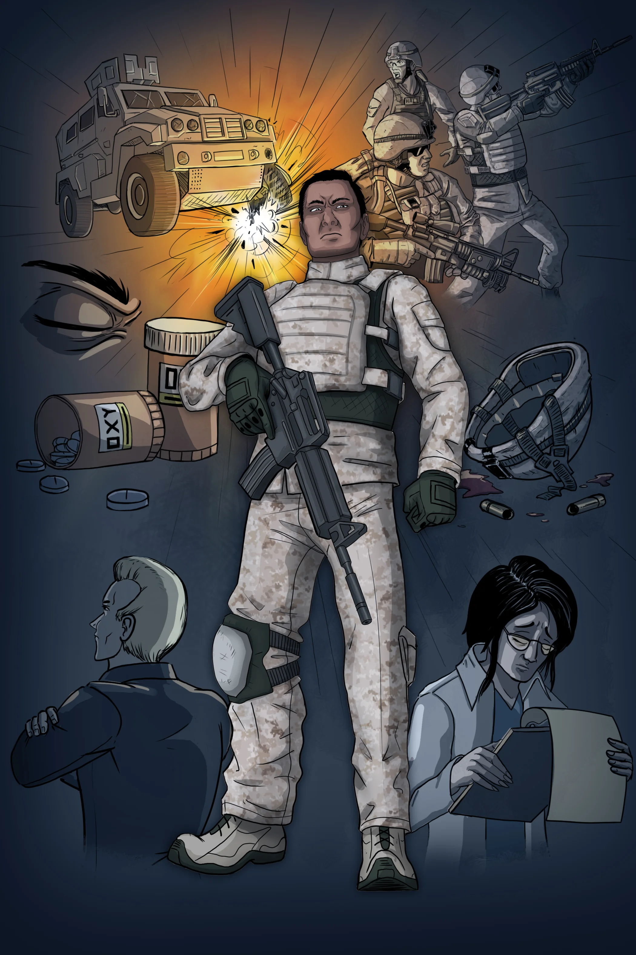 T2 - Opioid Abuse Comic Concept Art.