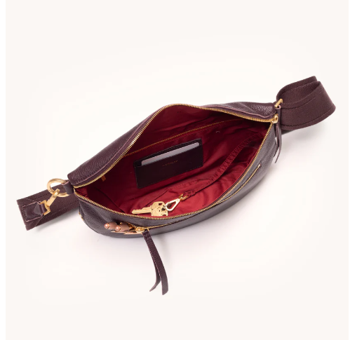 Hammitt Charles Large Crossbody in Cabernet Pebble Brushed Gold/My Saving Grace