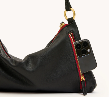 Hammitt Kyle Medium Black/Brushed Gold Red Zip/My Saving Grace