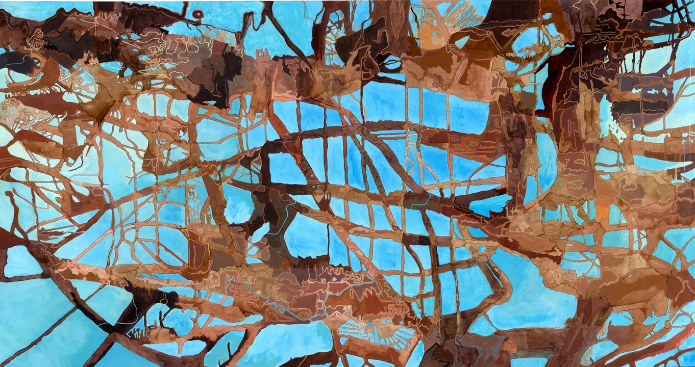Morphing, Gouache and Water-Soluble Pencil on Paper, 26" x 48"