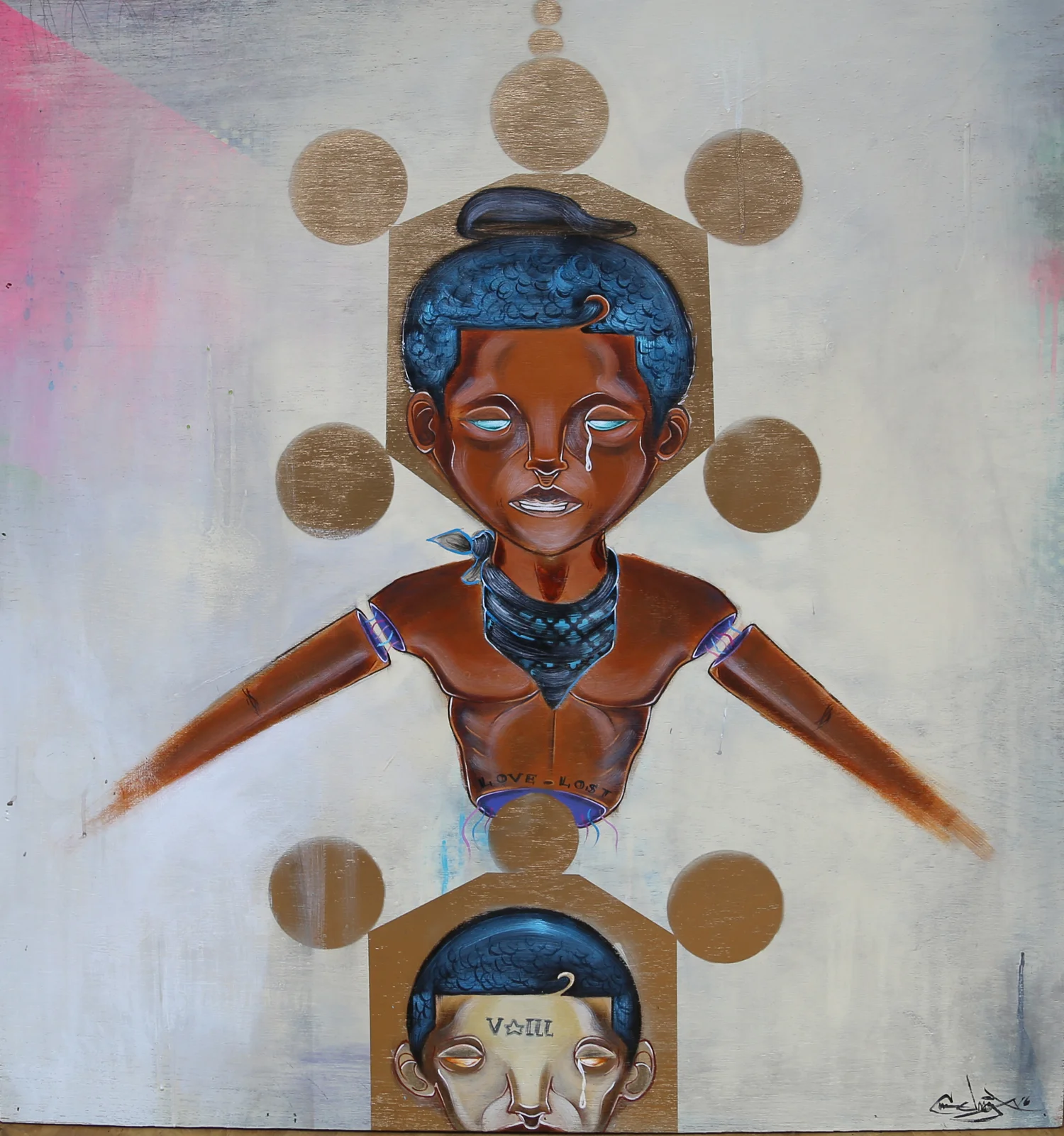 The Makings of A Thug, Mixed Media on Wood, 40" x 40"