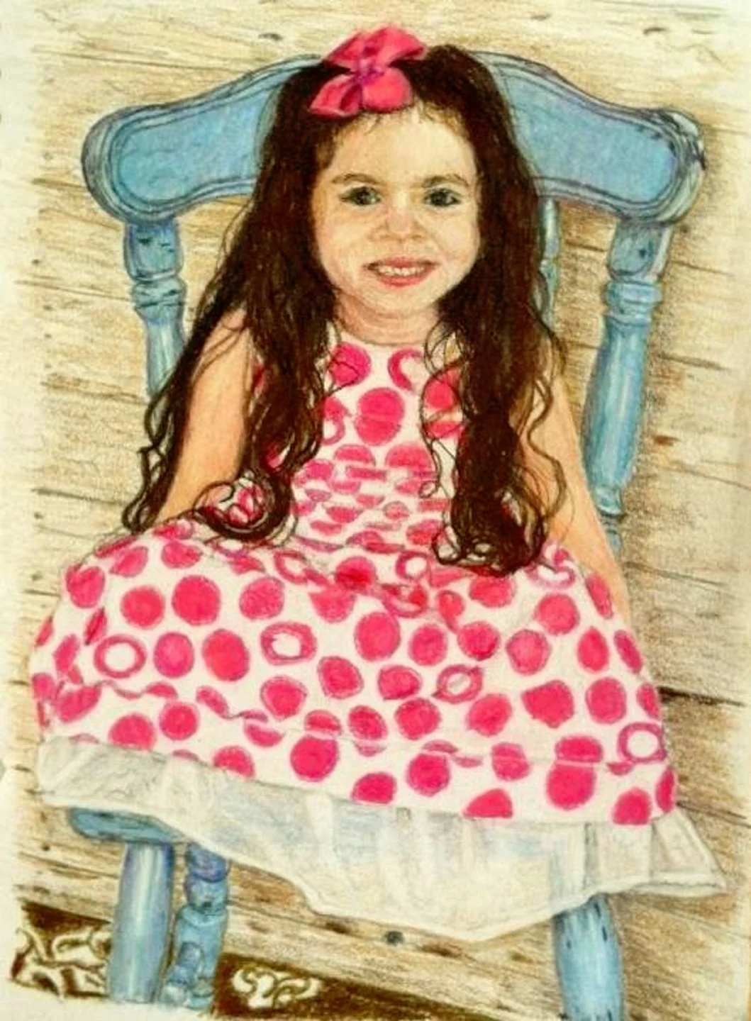 Polka Dot Princess, Prismacolor on Paper, 10" x 8"